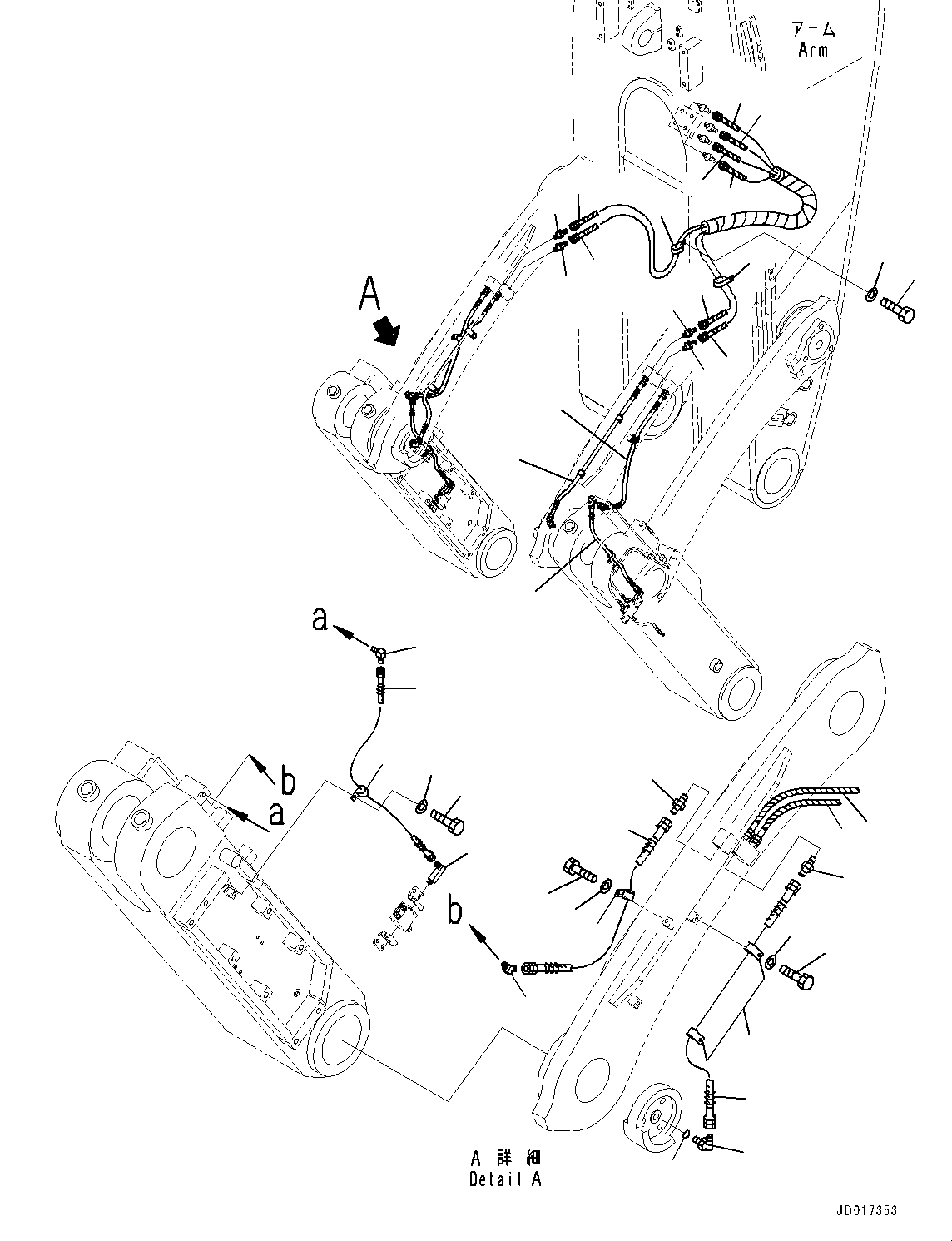 Komatsu parts book diagram for PC2000-11R S/N 31001-UP: ARM, LUBRICATION PIPING (5/6)(#31001-)