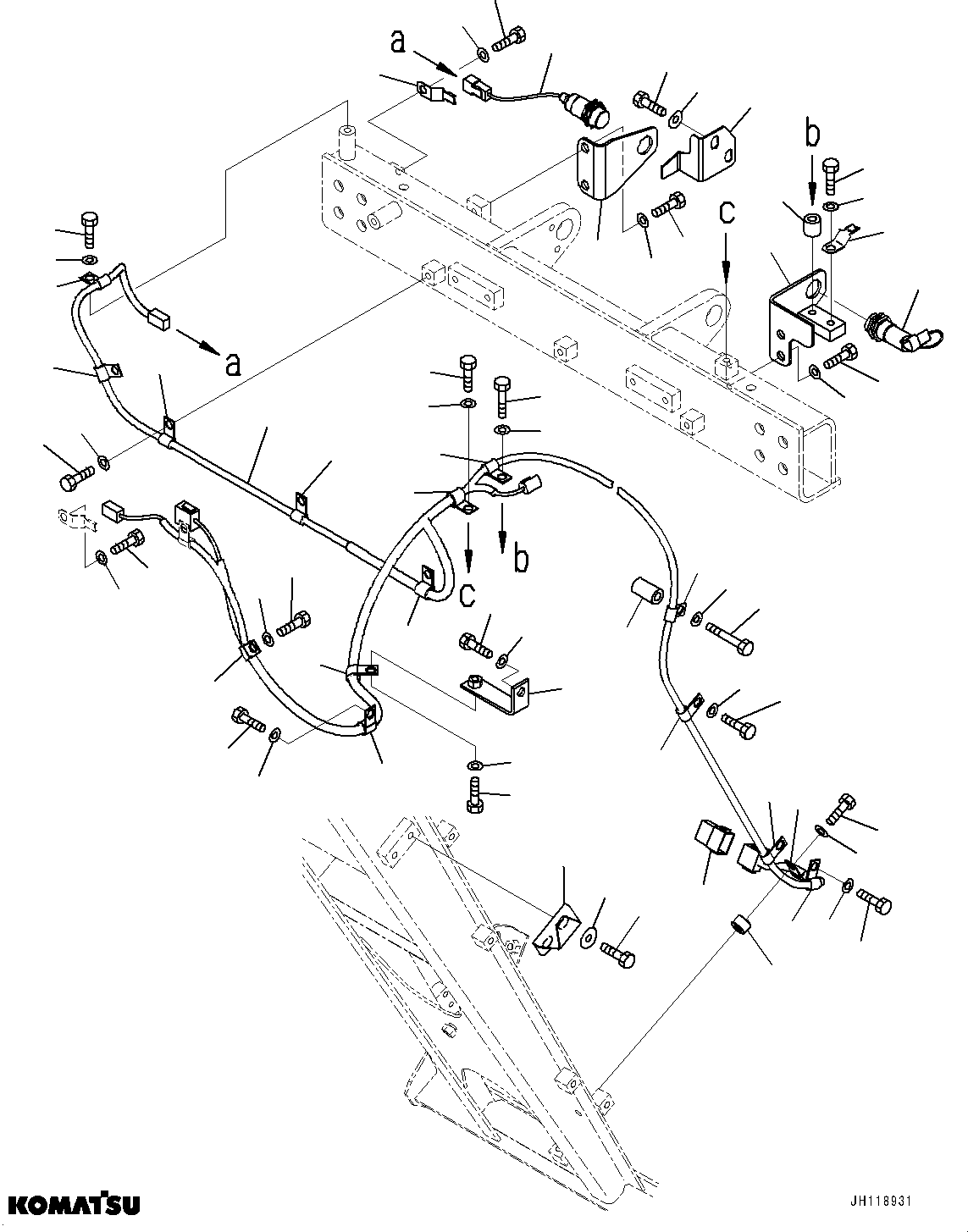 Komatsu parts book diagram for PC2000-11R S/N 31001-UP: SERVICE CENTER, FRAME PIPING(#30001-)