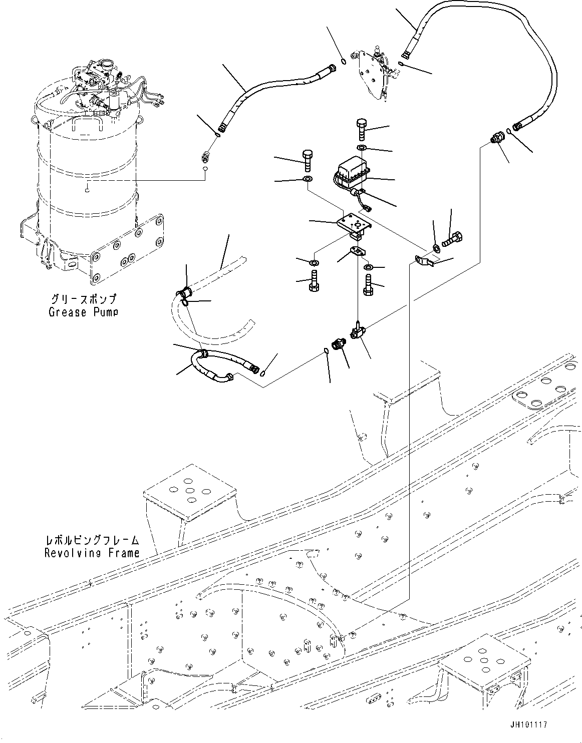 Komatsu parts book diagram for PC2000-11R S/N 31001-UP: GREASE PUMP, PIPING(#30001-30018)