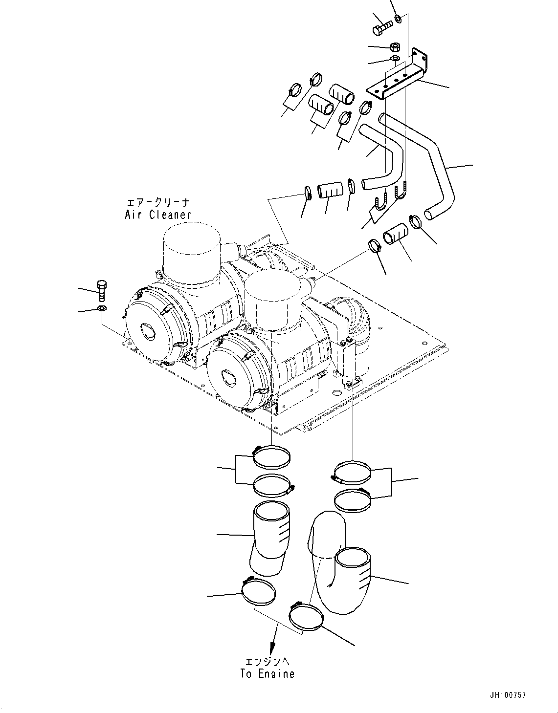 Komatsu parts book diagram for PC2000-11E0 S/N 31001-UP: EXHAUST PIPE, AIR INTAKE PIPING(#30001-)