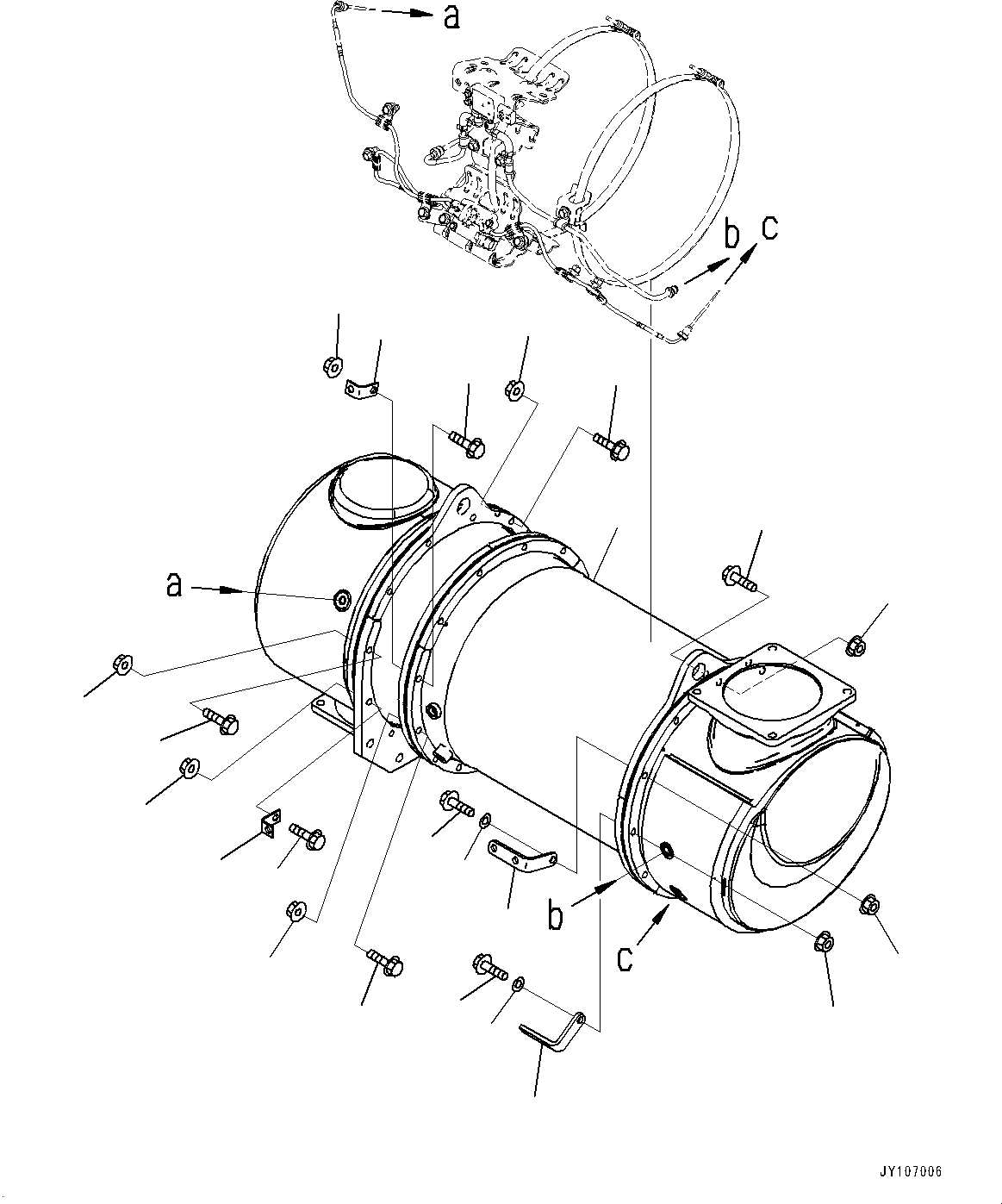 Komatsu parts book diagram for PC2000-11E0 S/N 31001-UP: EXHAUST PIPE, INNER PARTS, KOMATSU DIESEL PARTICULATE FILTER (KDPF) A (1/2)(#30001-)