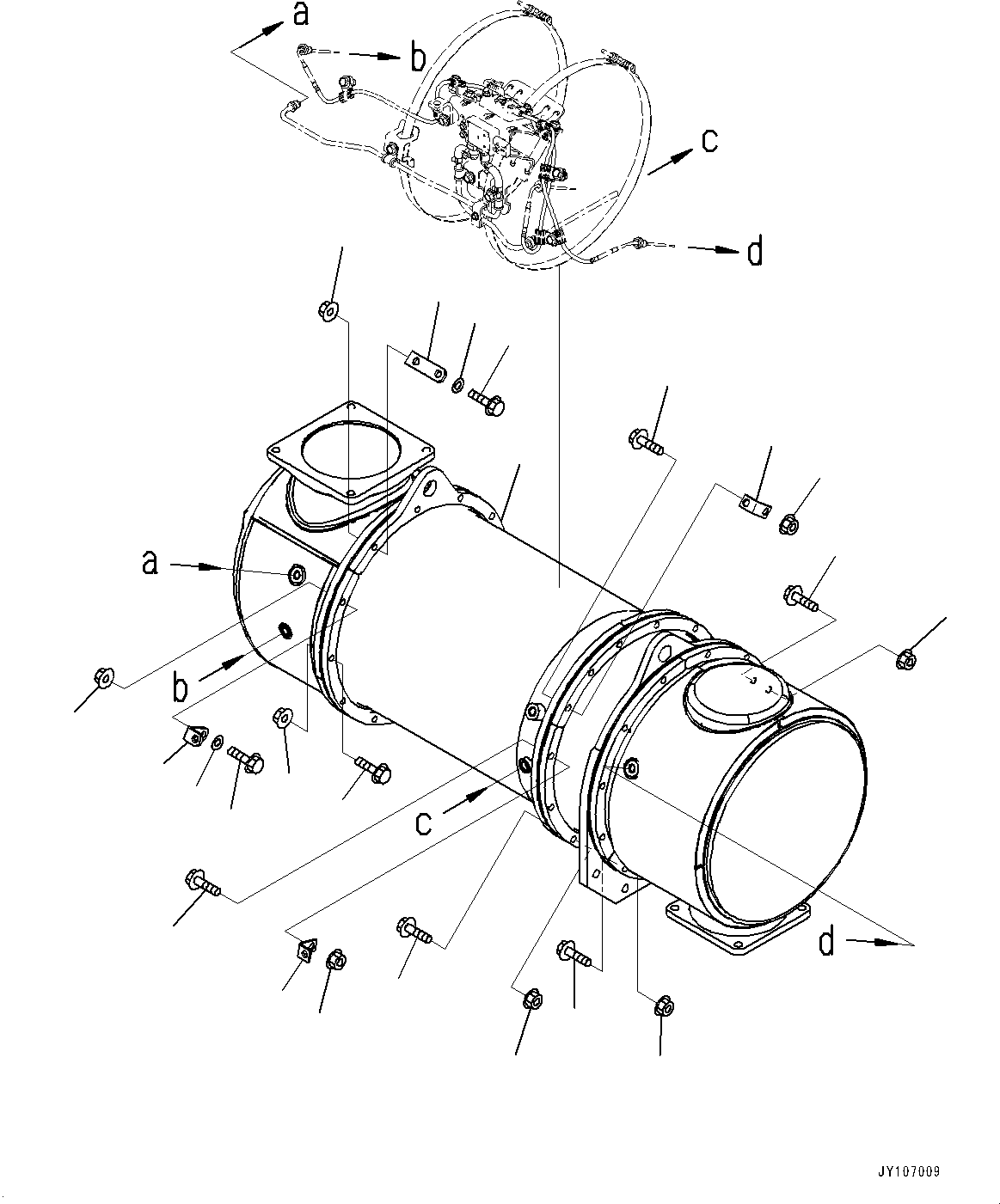Komatsu parts book diagram for PC2000-11E0 S/N 31001-UP: EXHAUST PIPE, INNER PARTS, KOMATSU DIESEL PARTICULATE FILTER (KDPF) B (1/2)(#30001-)