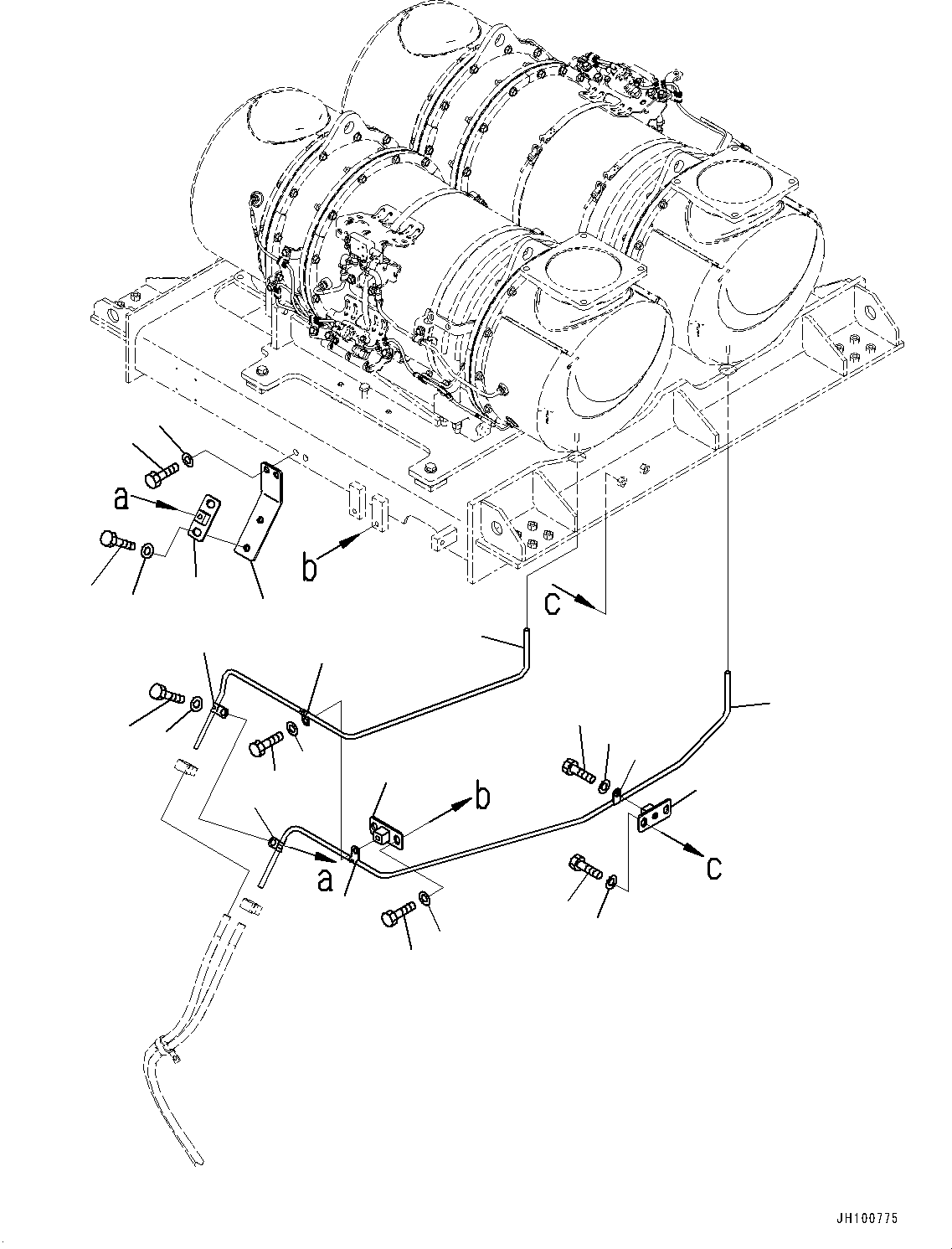 Komatsu parts book diagram for PC2000-11E0 S/N 31001-UP: EXHAUST PIPE, DRAIN PIPING (1/2)(#30001-)