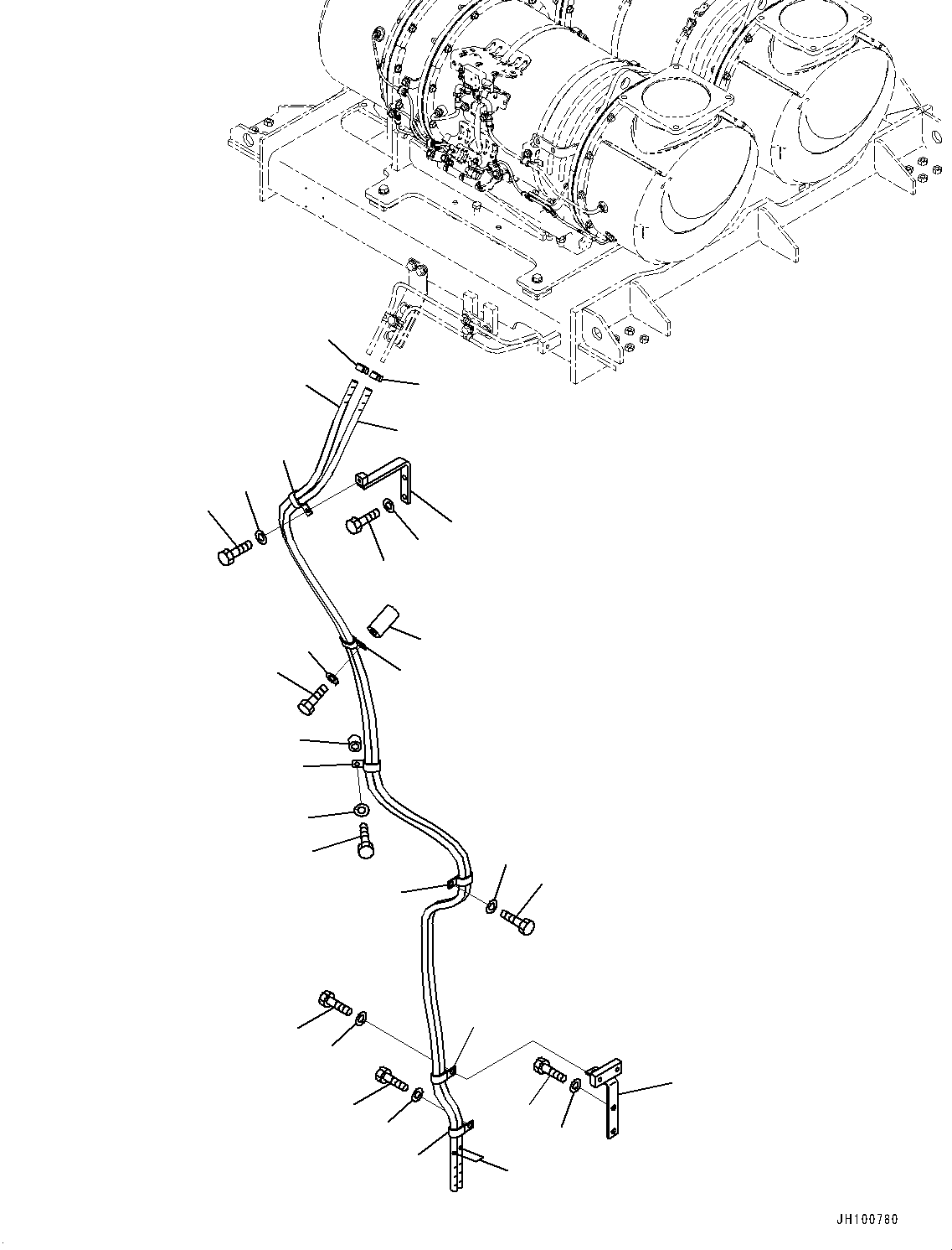 Komatsu parts book diagram for PC2000-11E0 S/N 31001-UP: EXHAUST PIPE, DRAIN PIPING (2/2)(#30001-)
