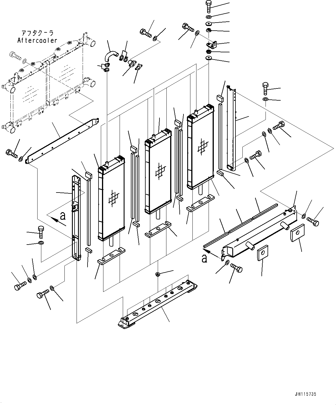 Komatsu parts book diagram for PC2000-11E0 S/N 31001-UP: COOLING SYSTEM, RADIATOR(#30069-)