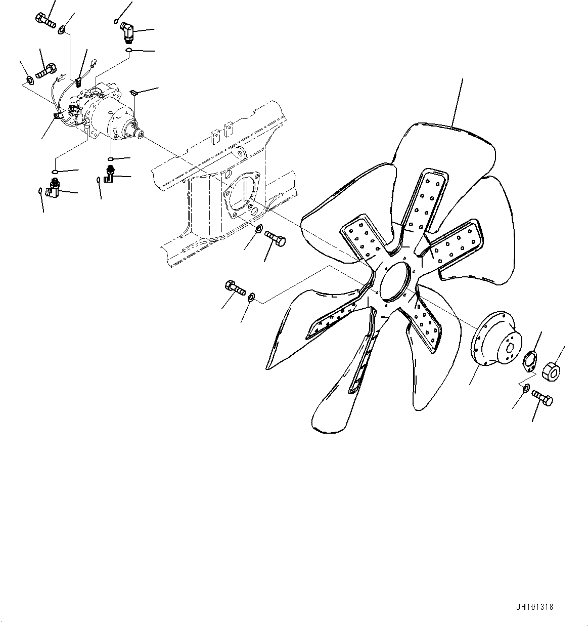 Komatsu parts book diagram for PC2000-11E0 S/N 31001-UP: COOLING SYSTEM, FAN MOTOR RELATED PARTS (2/2) (OIL AND COOLANT SIDE)(#30001-)