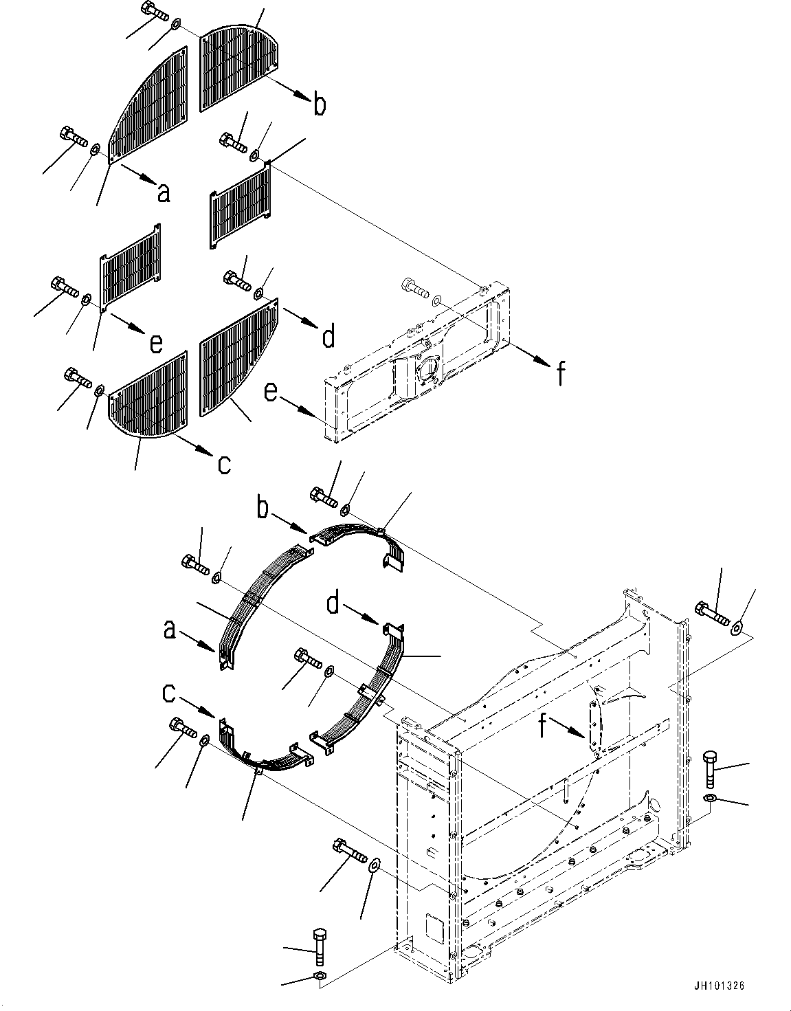 Komatsu parts book diagram for PC2000-11E0 S/N 31001-UP: COOLING SYSTEM, FAN GUARD (2/2)(#30001-)