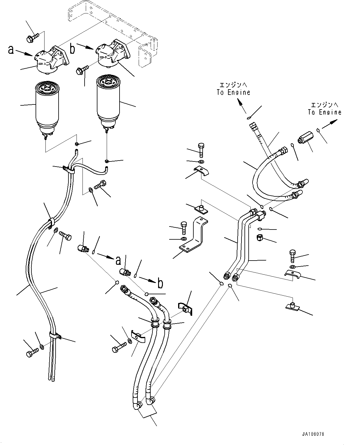 Komatsu parts book diagram for PC2000-11E0 S/N 31001-UP: FUEL PIPING, POWER CONTAINER FUEL SUPPLY PIPING (2/2)(#30001-30017)