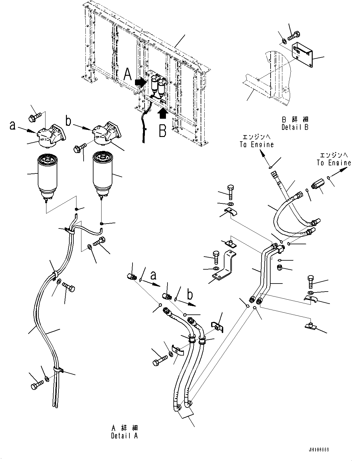 Komatsu parts book diagram for PC2000-11E0 S/N 31001-UP: FUEL PIPING, POWER CONTAINER FUEL SUPPLY PIPING (2/2)(#30018-)