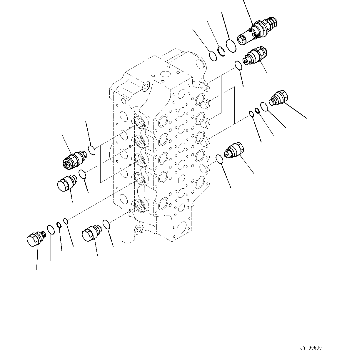 Komatsu parts book diagram for PC2000-11E0 S/N 31001-UP: CONTROL VALVE, 10-SPOOL (7/18) (L.H.)(#30001-)