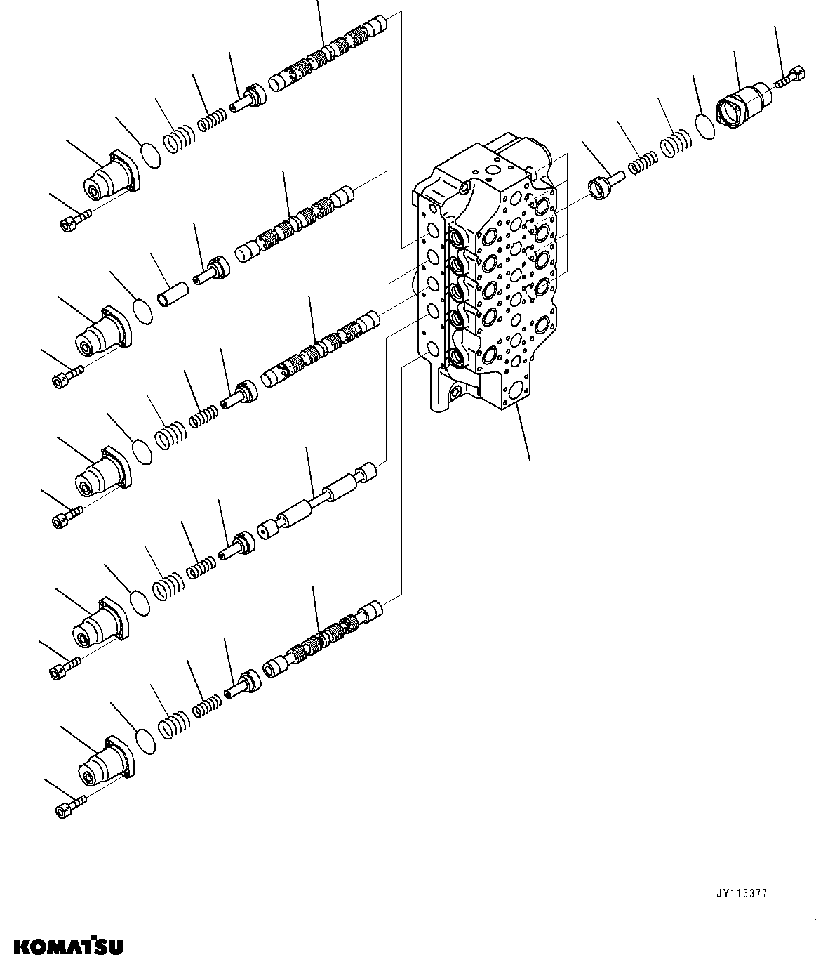 Komatsu parts book diagram for PC2000-11E0 S/N 31001-UP: CONTROL VALVE, 10-SPOOL (5/18) (LOADING SHOVEL, BOTTOM DUMP TYPE) (L.H.)(#30001-)