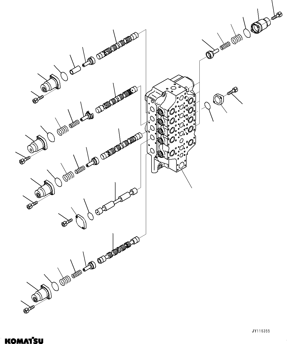 Komatsu parts book diagram for PC2000-11E0 S/N 31001-UP: CONTROL VALVE, 10-SPOOL (14/18) (LOADING SHOVEL, BOTTOM DUMP TYPE) (R.H.)(#30001-)