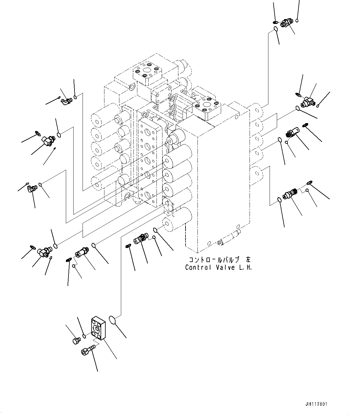 Komatsu parts book diagram for PC2000-11E0 S/N 31001-UP: CONTROL VALVE, JOINT PARTS, L.H. (1/2) (LOADING SHOVEL, BOTTOM DUMP TYPE)(#30001-)