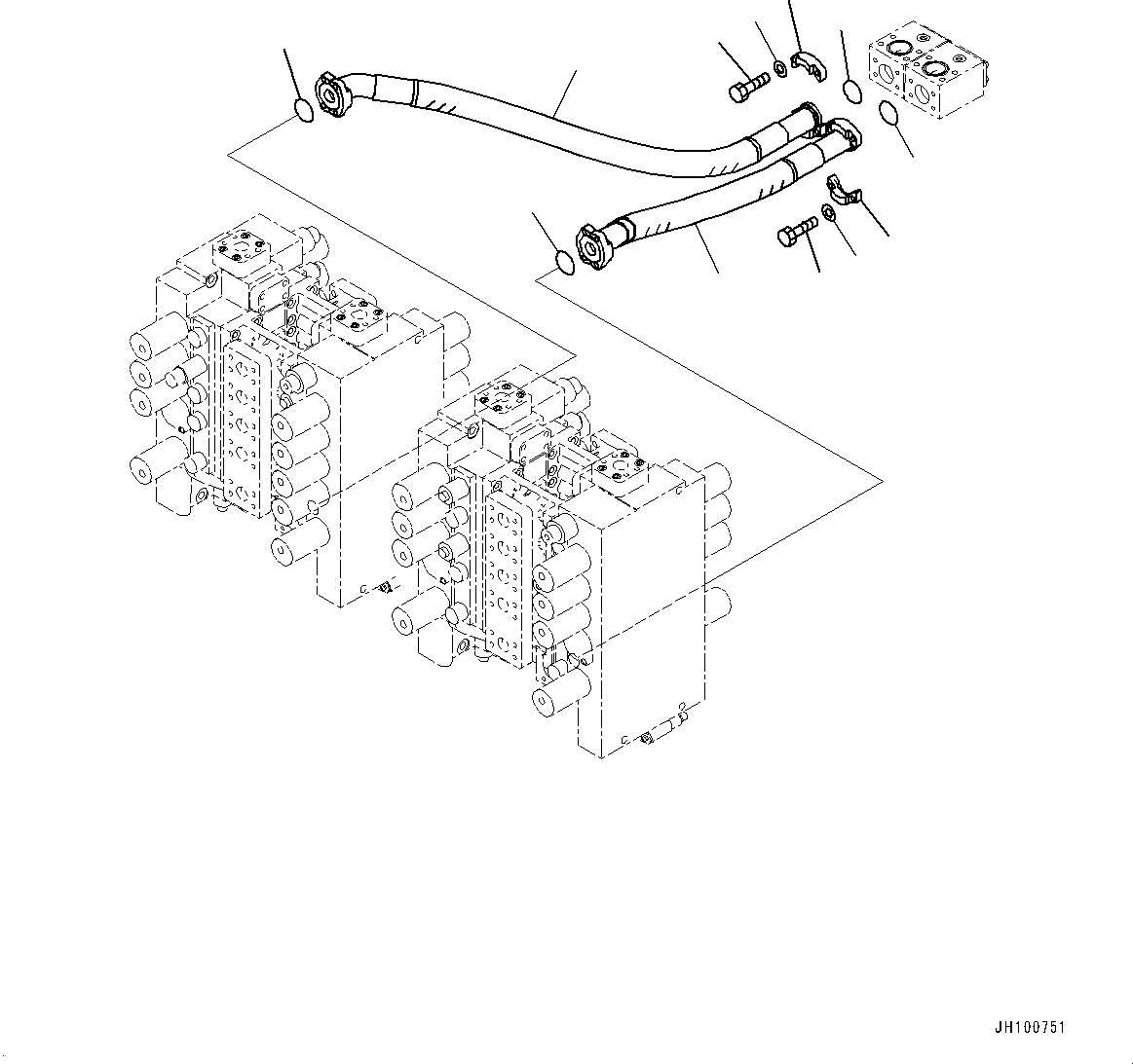 Komatsu parts book diagram for PC2000-11E0 S/N 31001-UP: RETURN PIPING, CONTROL VALVE(#30001-)