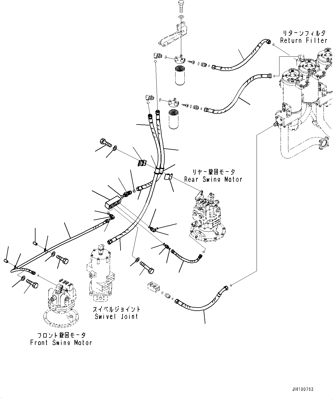 Komatsu parts book diagram for PC2000-11E0 S/N 31001-UP: DRAIN PIPING, MOTOR PIPING(#30001-)