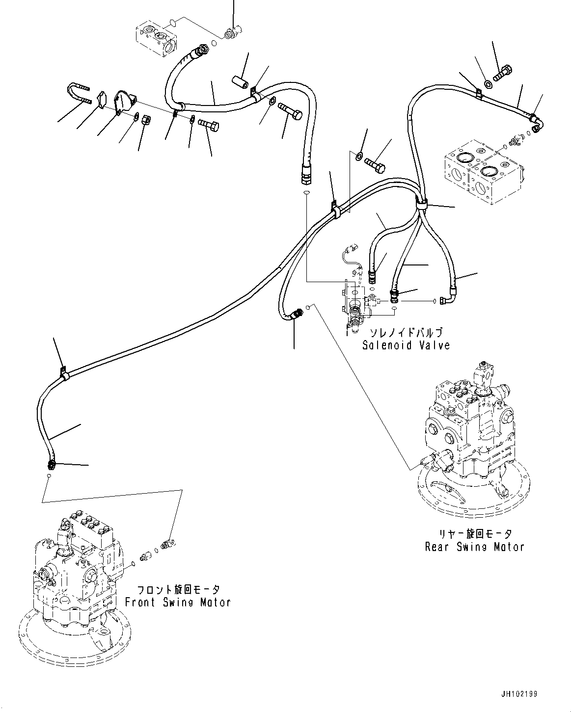 Komatsu parts book diagram for PC2000-11E0 S/N 31001-UP: SOLENOID VALVE PIPING, (3/3) (LOADING SHOVEL, BOTTOM DUMP TYPE)(#30001-)