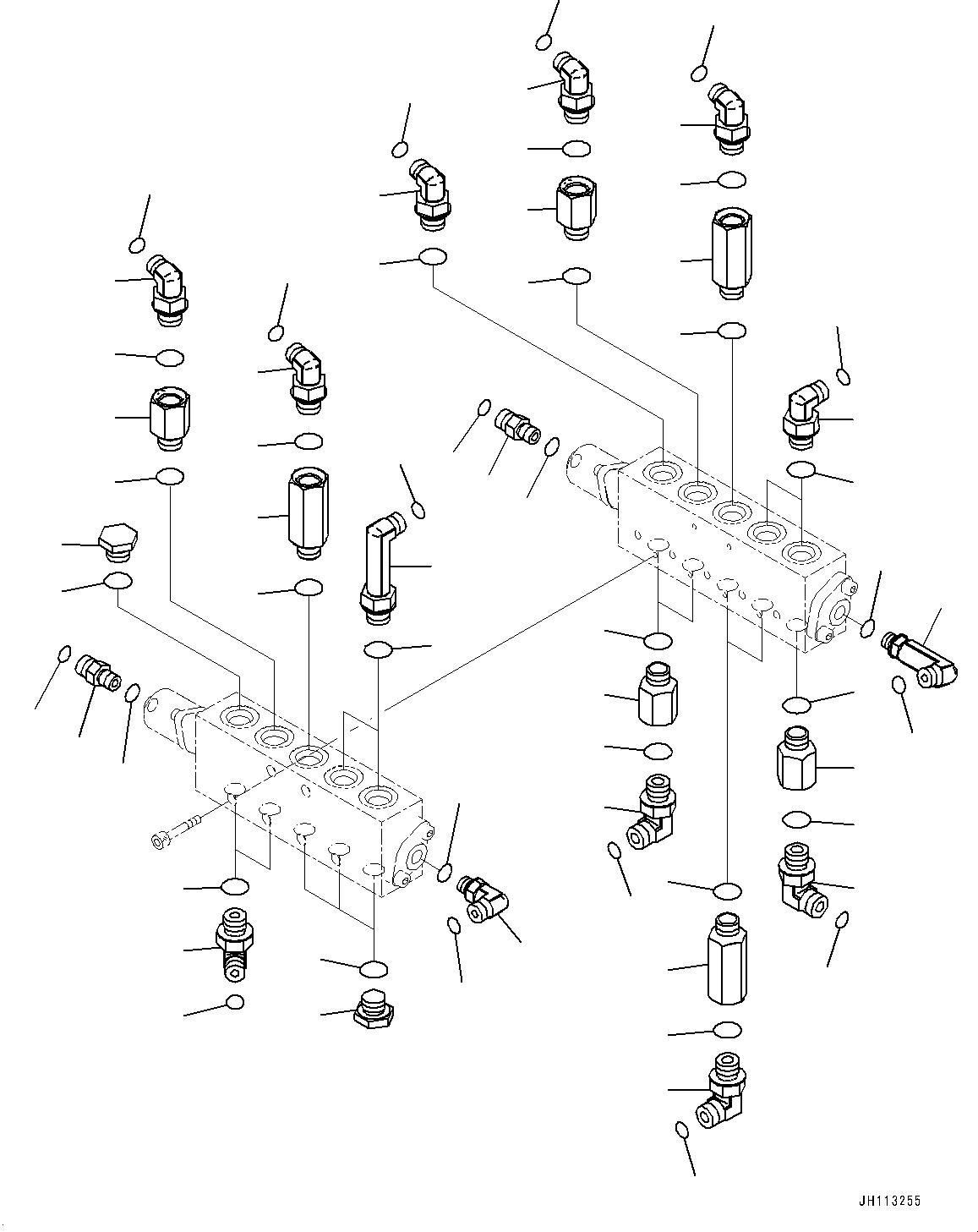 Komatsu parts book diagram for PC2000-11E0 S/N 31001-UP: PROPORTIONAL PRESSURE CONTROL (PPC) CUT OFF VALVE, VALVE RELATED PARTS (1/2) (LOADING SHOVEL, BOTTOM DUMP TYPE) (L.H.)(#30001-)