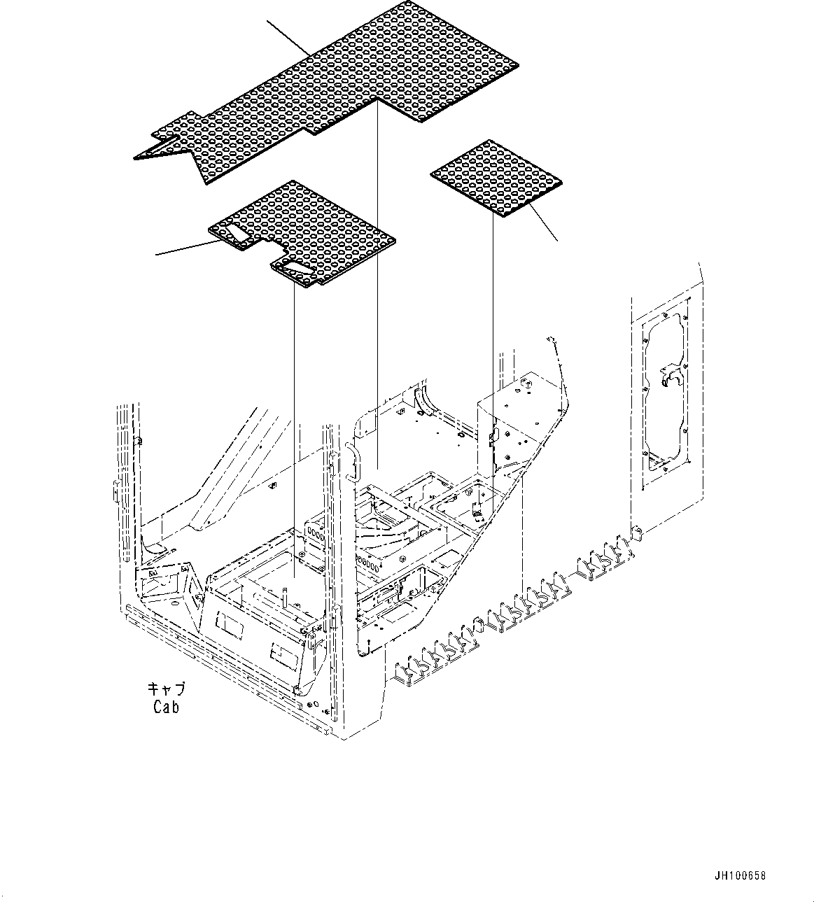Komatsu parts book diagram for PC2000-11E0 S/N 31001-UP: CAB, FLOOR MAT(#31001-)