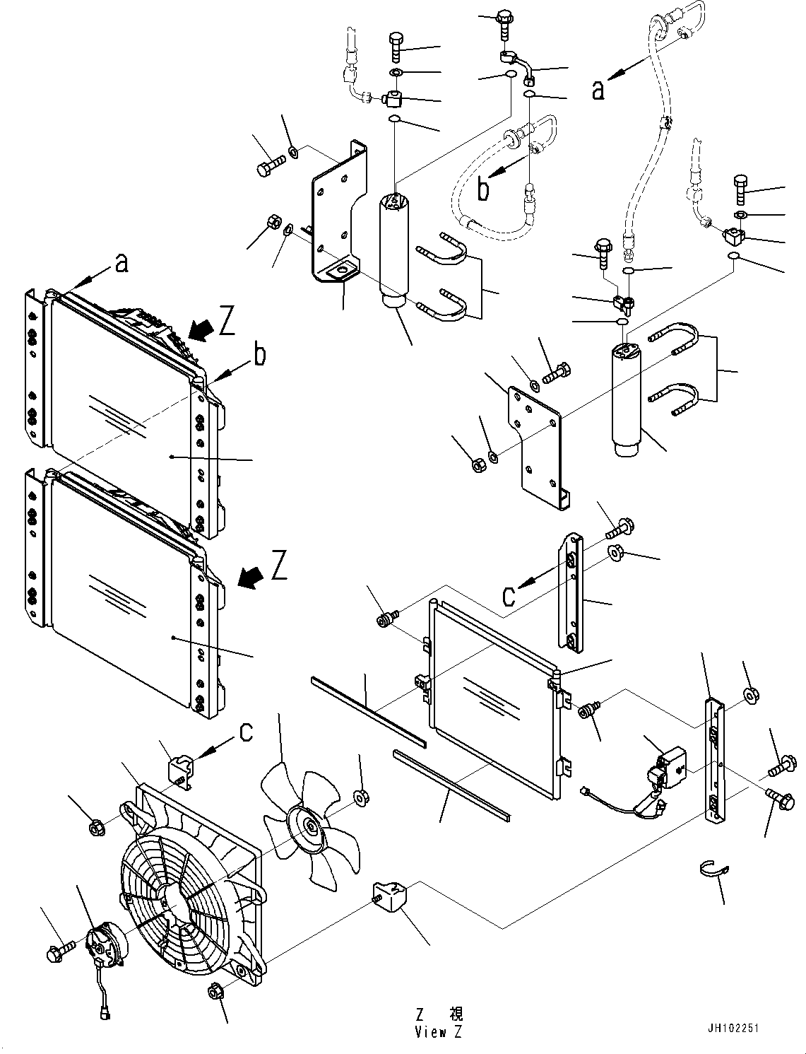 Komatsu parts book diagram for PC2000-11E0 S/N 31001-UP: AIR CONDITIONER, AIR CONDITIONER CONDENSER UNIT (1/2)(#30001-)