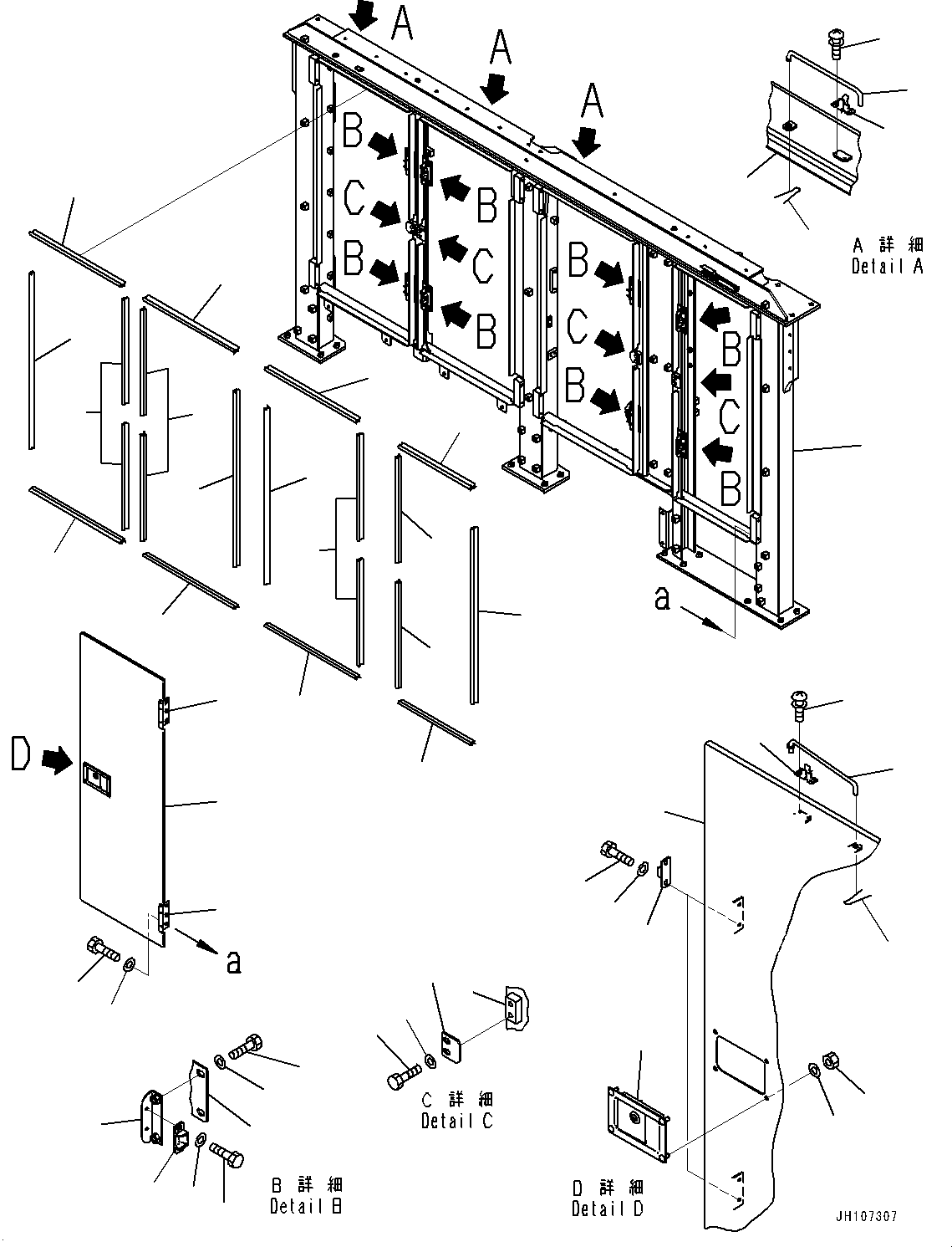 Komatsu parts book diagram for PC2000-11E0 S/N 31001-UP: ENGINE HOOD, FRONT COVER (1/2)(#30018-)