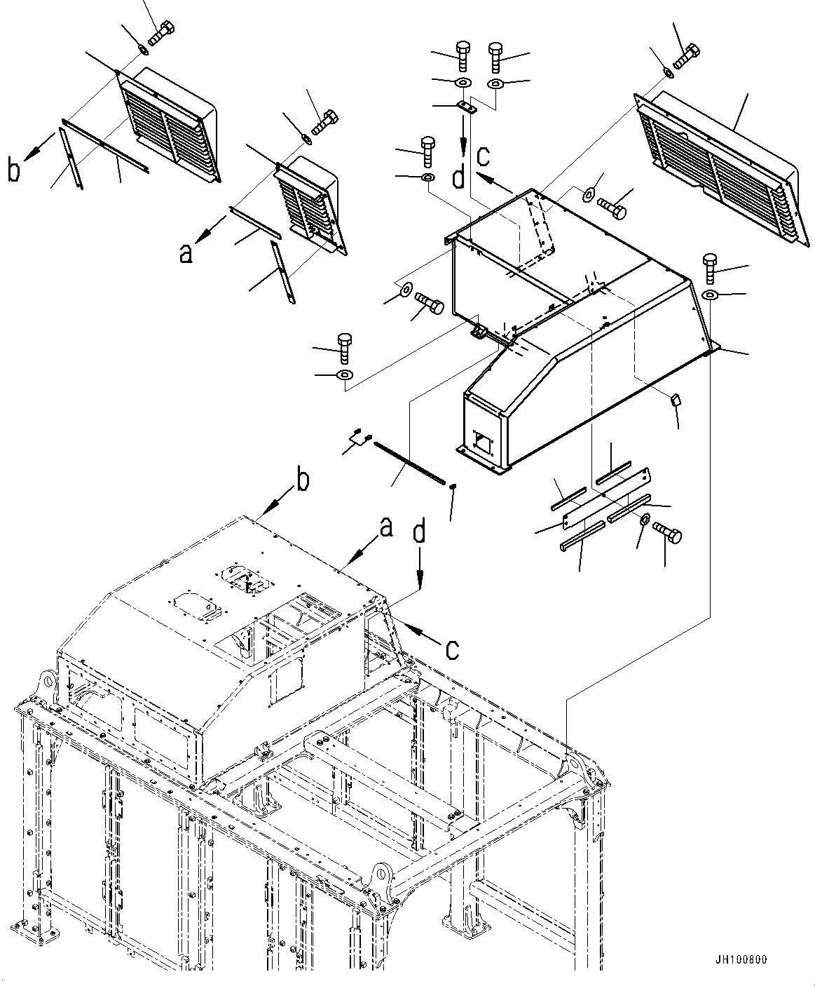 Komatsu parts book diagram for PC2000-11E0 S/N 31001-UP: ENGINE HOOD, HOOD (2/2)(#30001-30017)