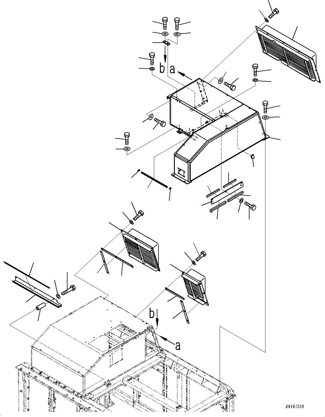 Komatsu parts book diagram for PC2000-11E0 S/N 31001-UP: ENGINE HOOD, HOOD (2/2)(#30018-)