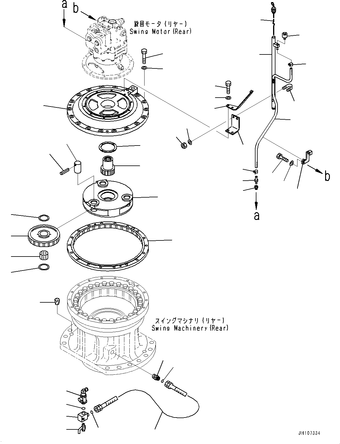 Komatsu parts book diagram for PC2000-11E0 S/N 31001-UP: SWING MACHINERY, REAR (2/2)(#30001-)