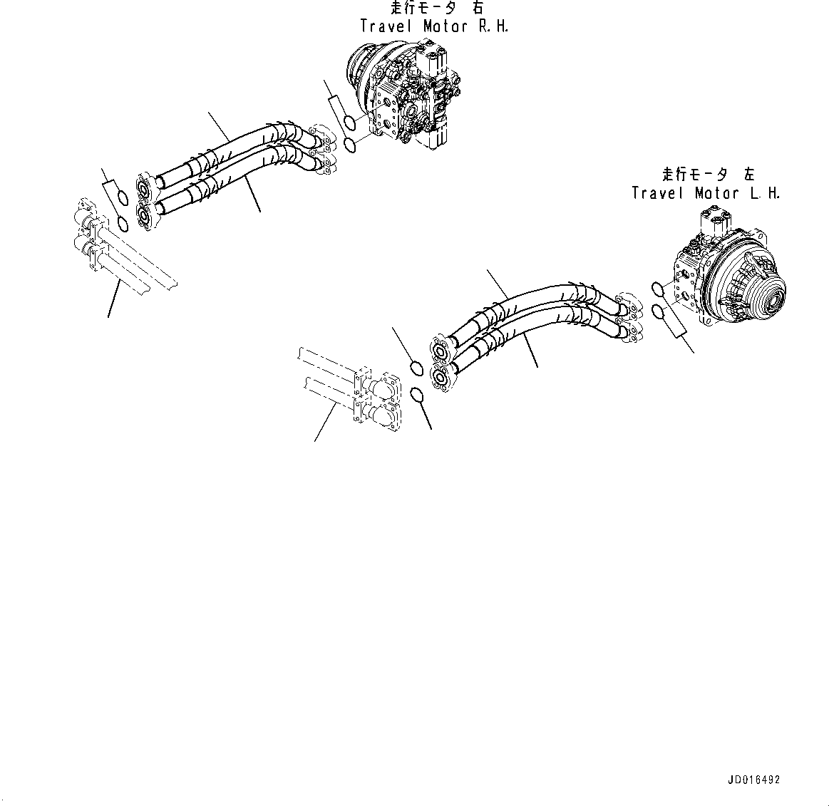 Komatsu parts book diagram for PC2000-11E0 S/N 31001-UP: TRAVEL PIPING, HOSE (3/3)(#30001-)