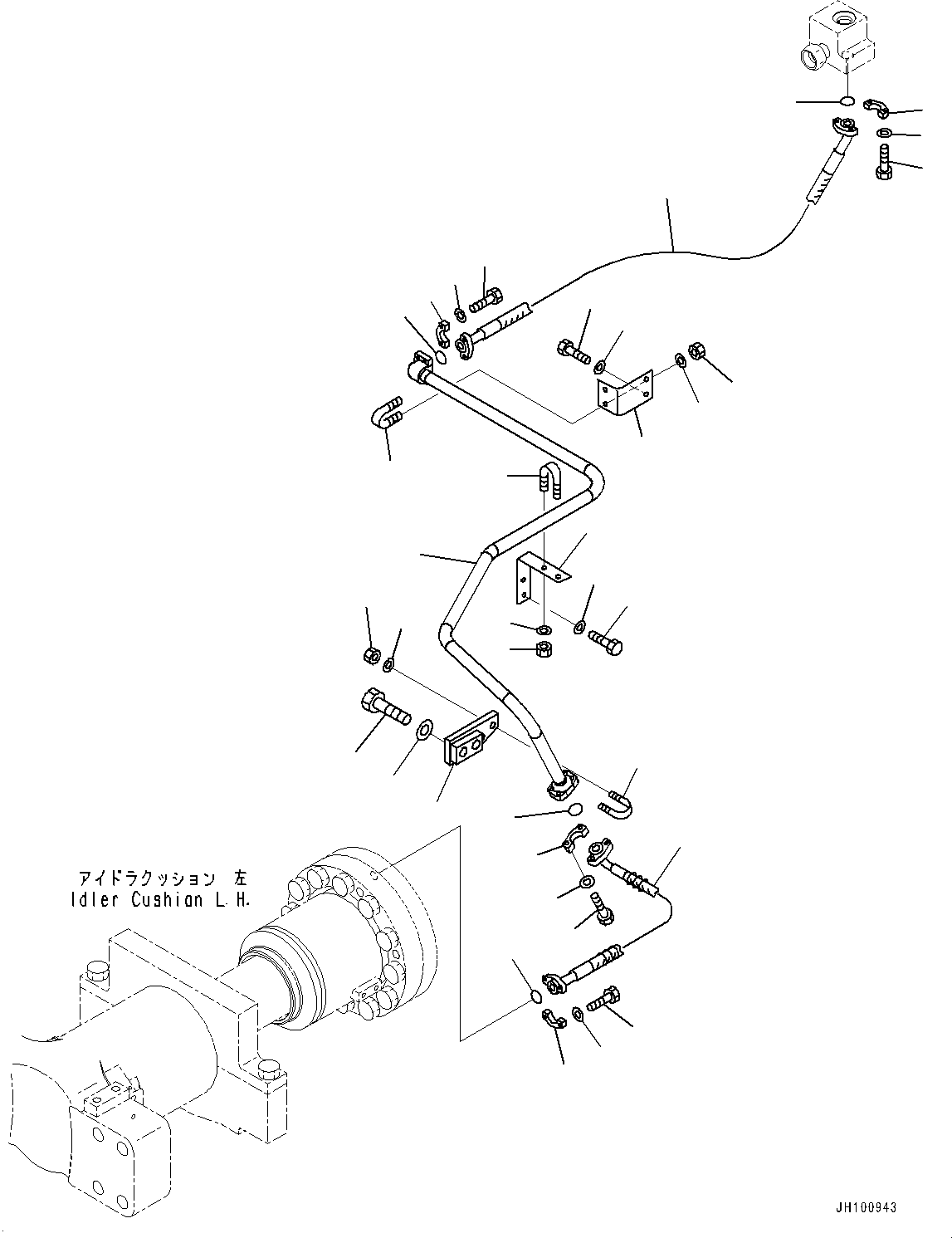 Komatsu parts book diagram for PC2000-11E0 S/N 31001-UP: HYDRAULIC IDLER CUSHION (HIC) PIPING, L.H.(#30001-)
