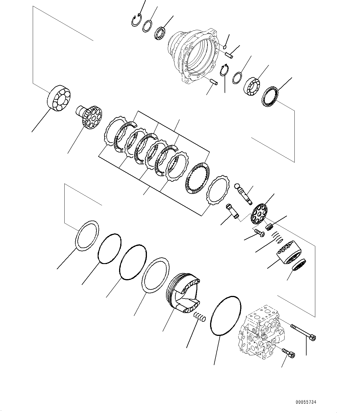 Komatsu parts book diagram for PC2000-11E0 S/N 31001-UP: FINAL DRIVE, INNER PARTS, TRAVEL MOTOR  (2/6) (L.H.)(#30001-)