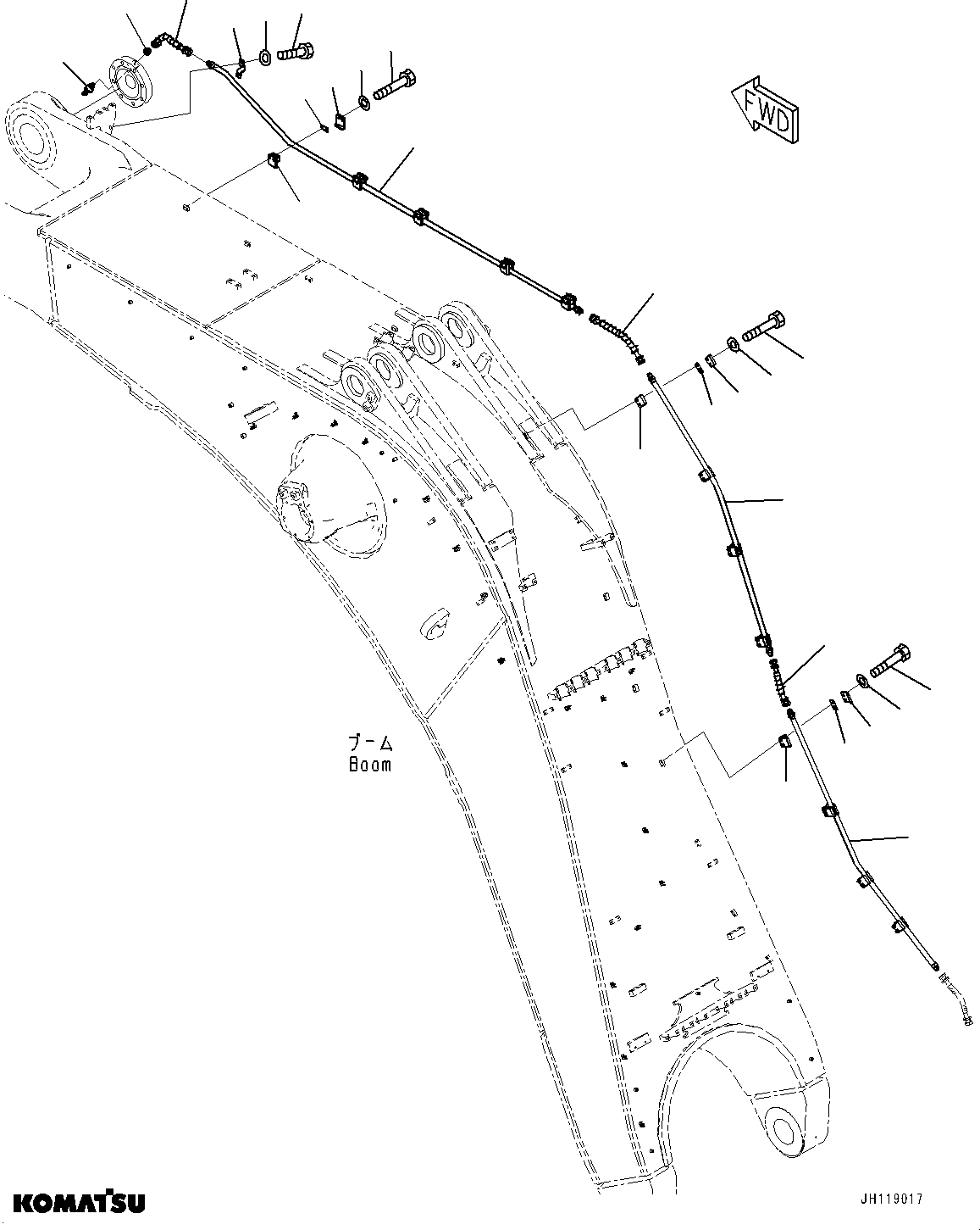 Komatsu parts book diagram for PC2000-11E0 S/N 31001-UP: BOOM, LUBRICATION (2/3)(#30190-)