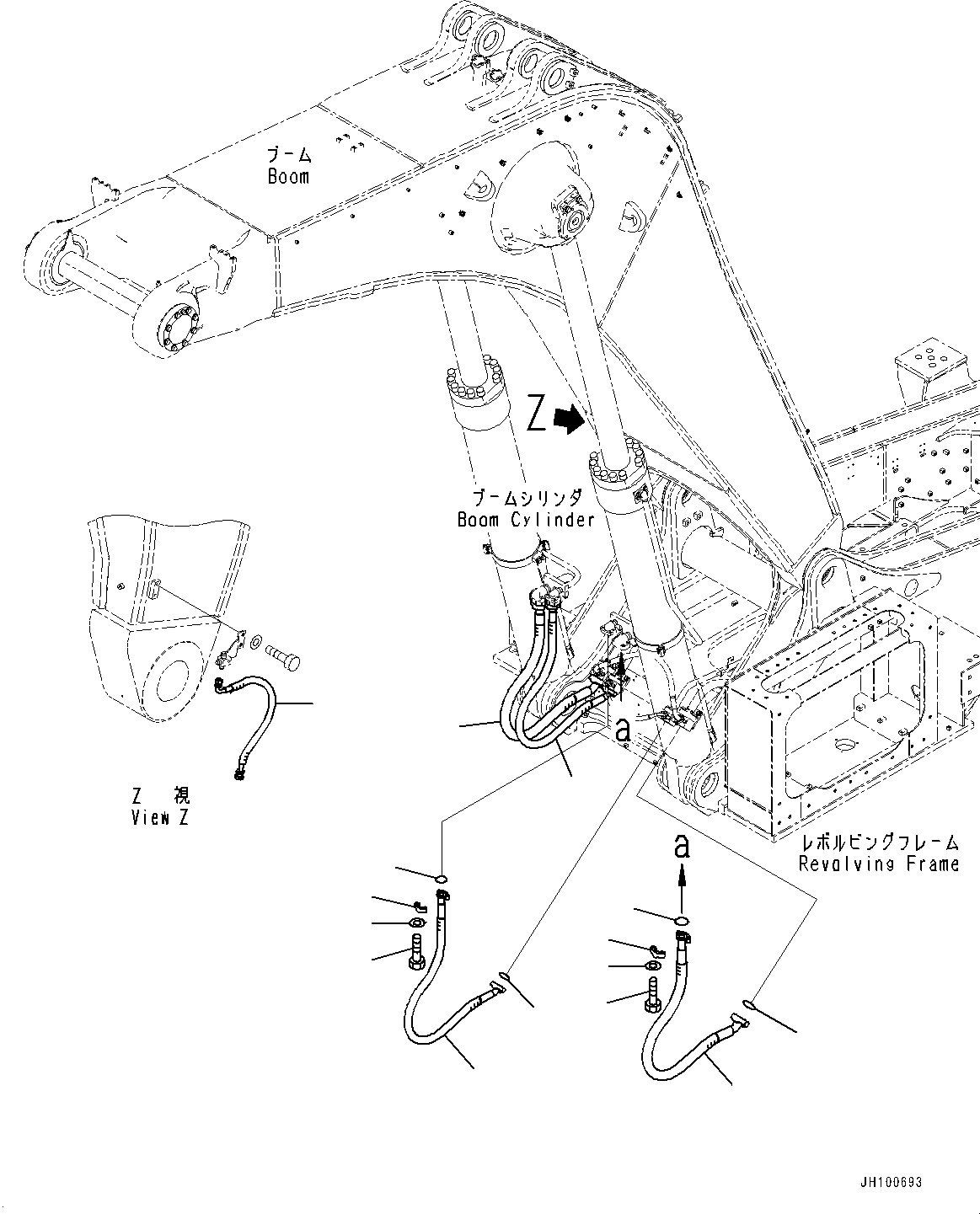 Komatsu parts book diagram for PC2000-11E0 S/N 31001-UP: BOOM CYLINDER PIPING, (#30001-30003)
