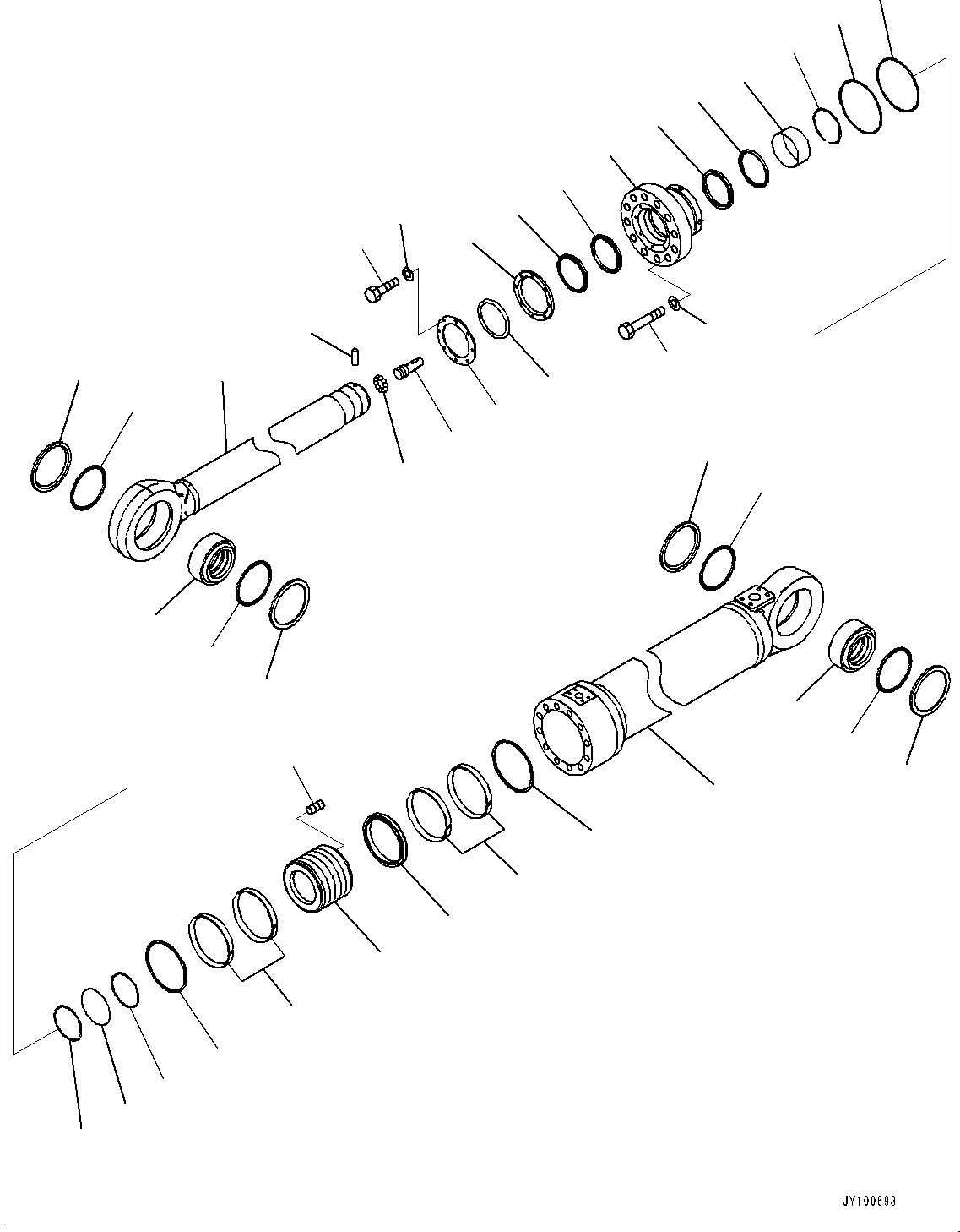 Komatsu parts book diagram for PC2000-11E0 S/N 31001-UP: ARM CYLINDER, INNER PARTS, ARM CYLINDER, R.H. (2/3)(#30001-)