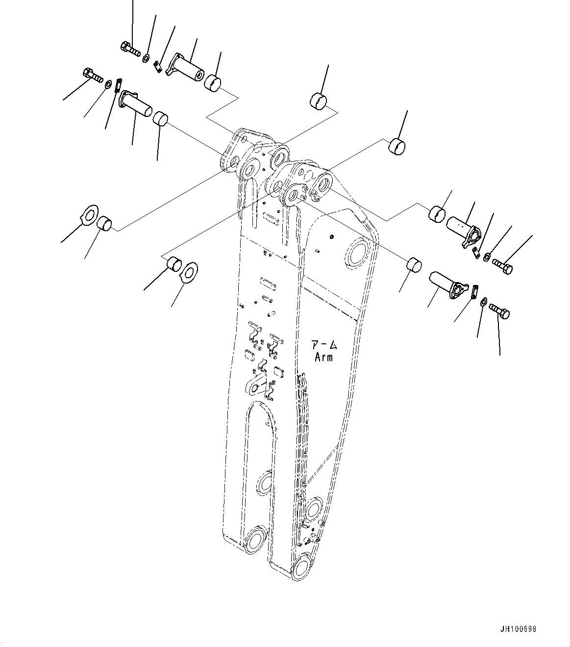Komatsu parts book diagram for PC2000-11E0 S/N 31001-UP: ARM, PIN (1/2)(#31001-)