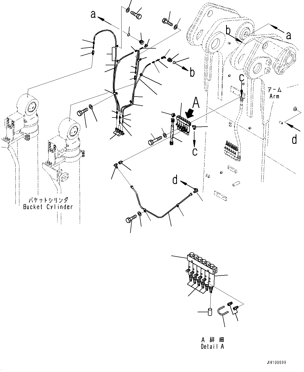 Komatsu parts book diagram for PC2000-11E0 S/N 31001-UP: ARM, LUBRICATION PIPING (1/6)(#31001-)