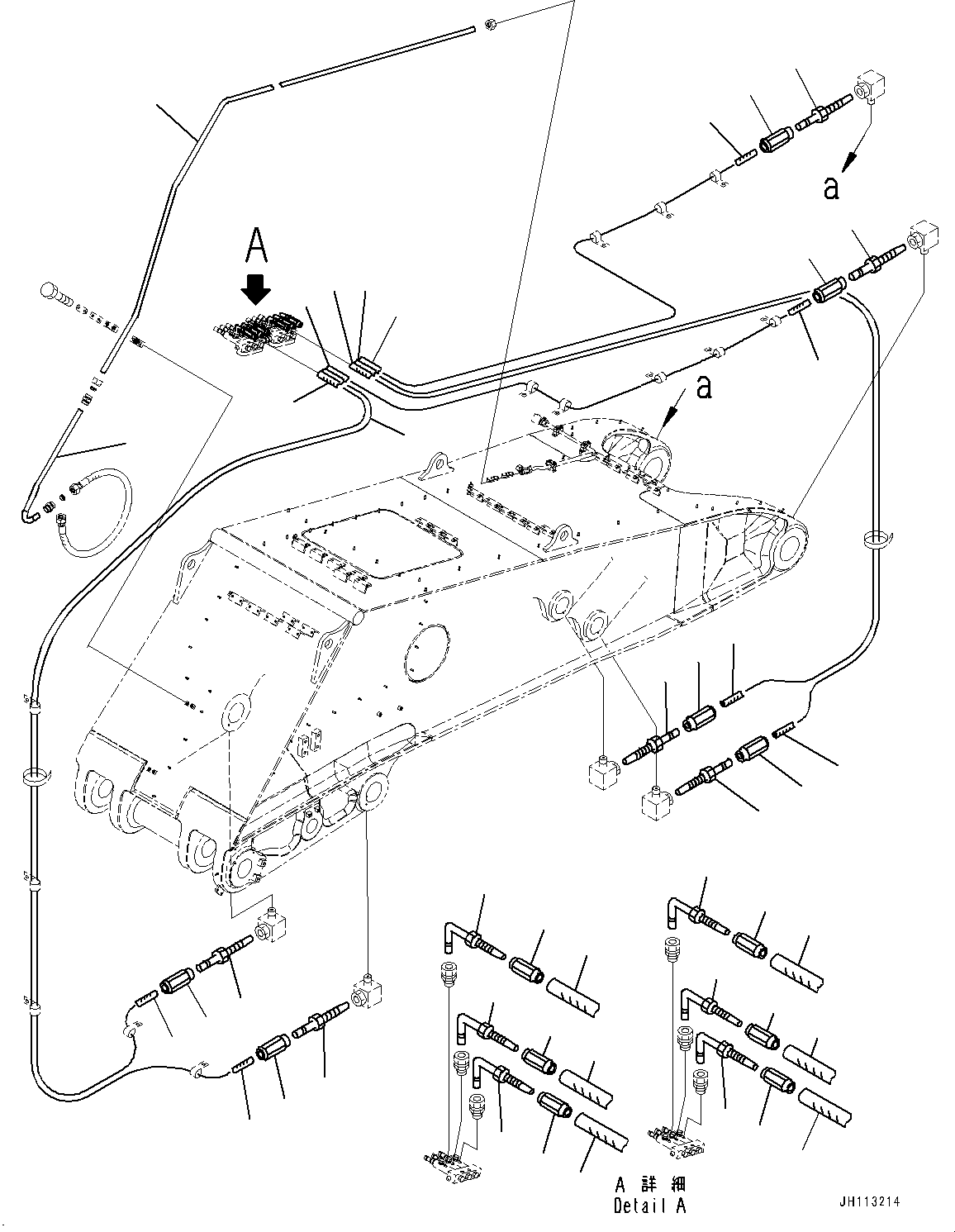 Komatsu parts book diagram for PC2000-11E0 S/N 31001-UP: LOADING SHOVEL, BOOM AND ARM, LUBRICATION PIPING, HOSE (1/2)(#30001-)