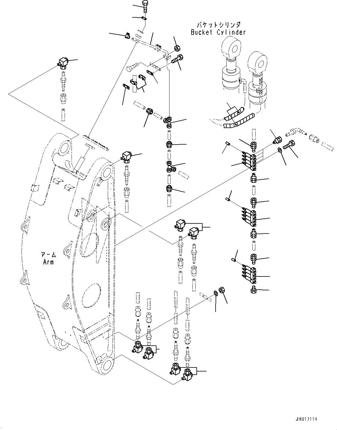 Komatsu parts book diagram for PC2000-11E0 S/N 31001-UP: LOADING SHOVEL, BOOM AND ARM, LUBRICATION PIPING (2/3)(#30001-)