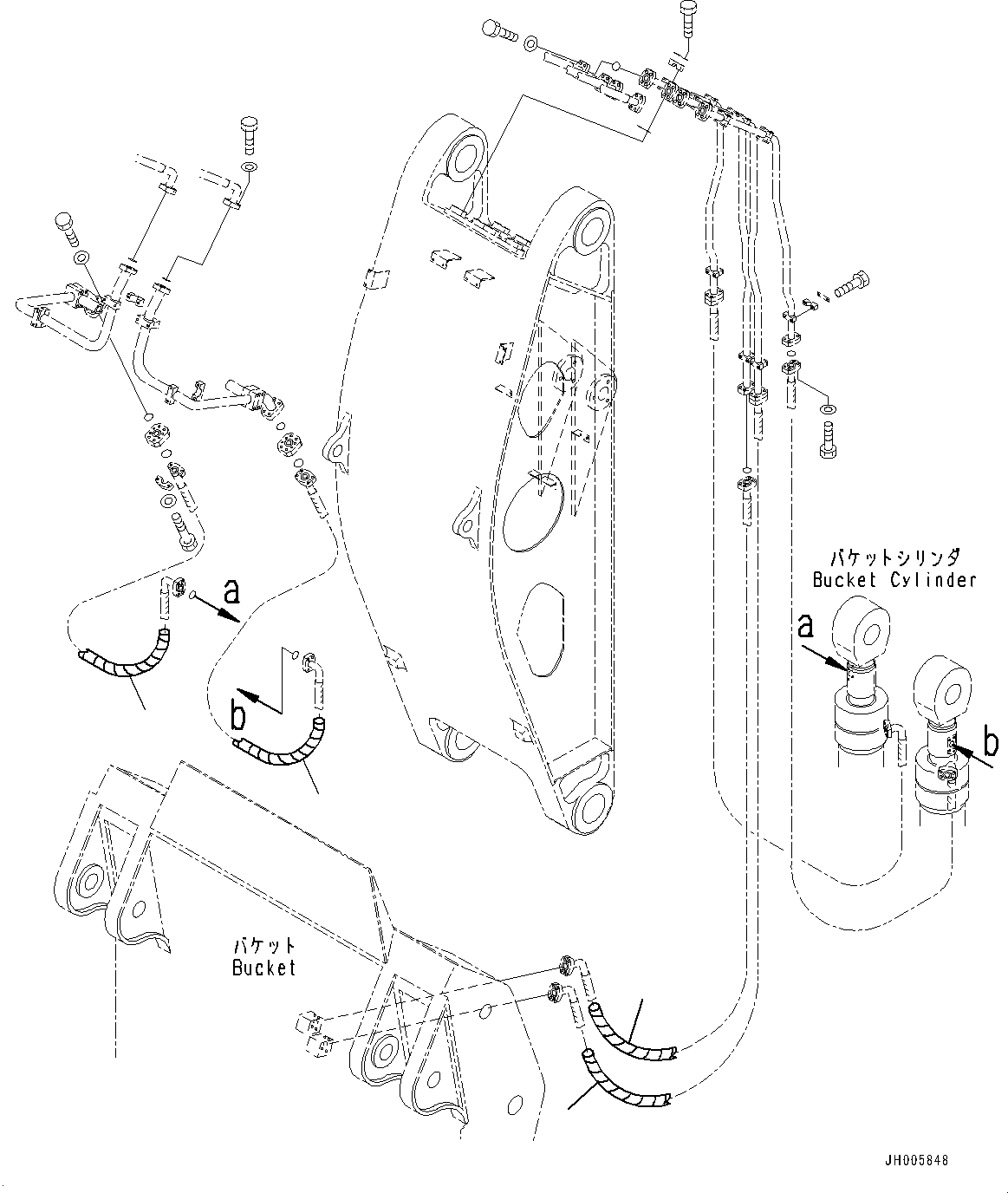 Komatsu parts book diagram for PC2000-11E0 S/N 31001-UP: LOADING SHOVEL, BOOM AND ARM, HOSE COVER(#30001-)