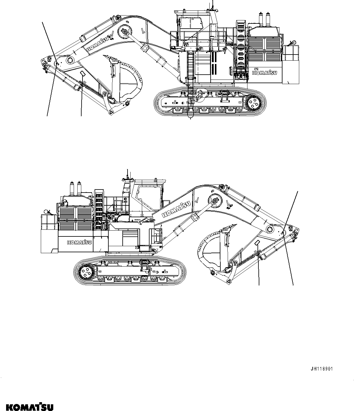 Komatsu parts book diagram for PC2000-11E0 S/N 31001-UP: CAUTION PLATES, KEEP OFF WORKING RANGES, (#30001-)