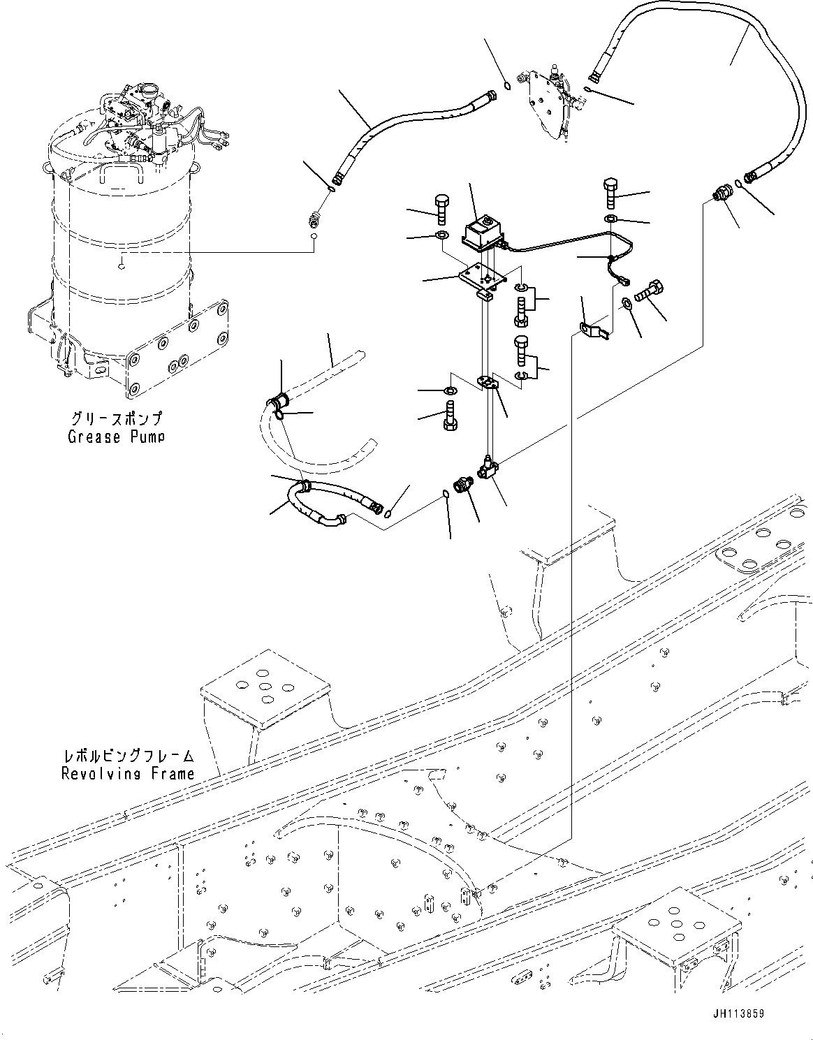 Komatsu parts book diagram for PC2000-11E0 S/N 31001-UP: GREASE PUMP, PIPING(#30048-)