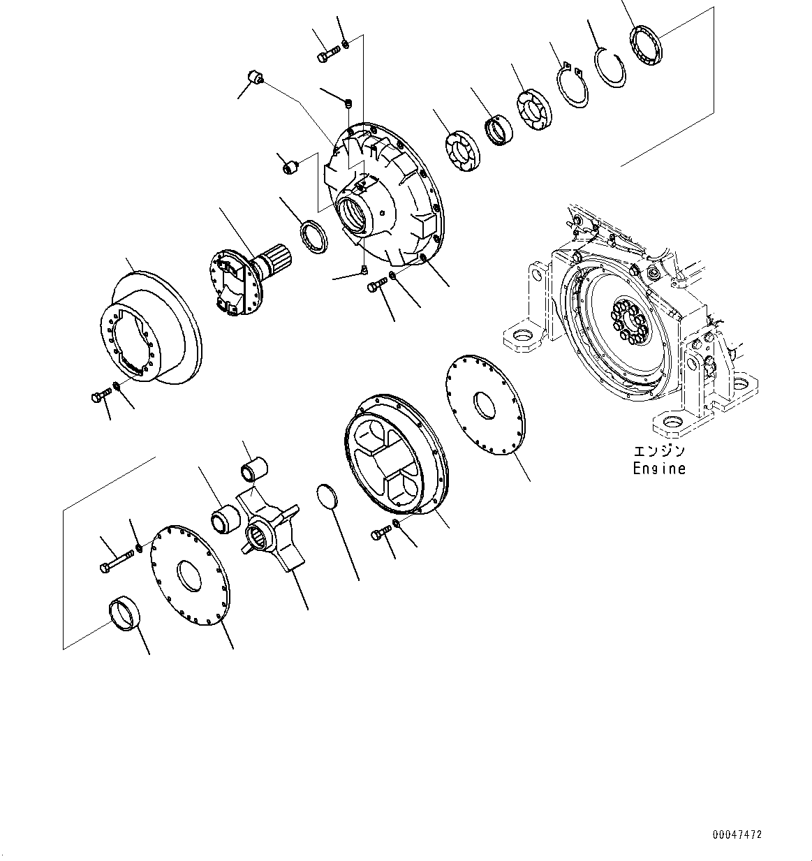 Komatsu parts book diagram for WD600-6R S/N 61001-UP: ENGINE RELATED PARTS, DAMPER(#60001-)