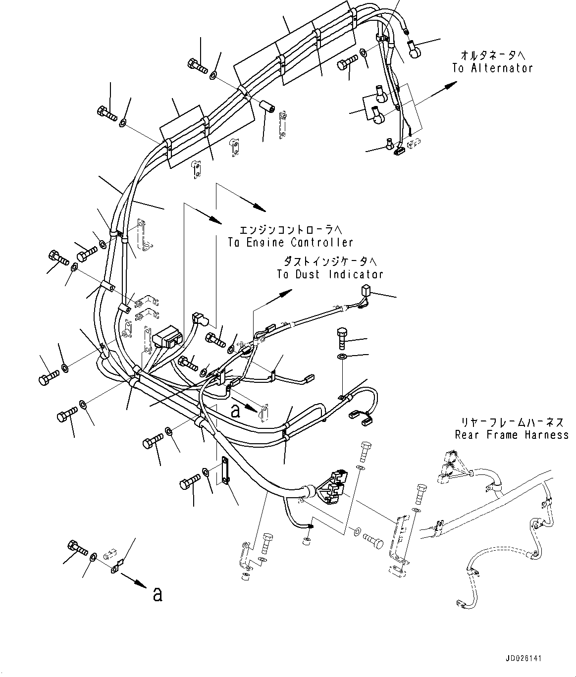 Komatsu parts book diagram for WD600-6R S/N 61001-UP: ENGINE RELATED PARTS, ENGINE WIRING HARNESS(#60001-)
