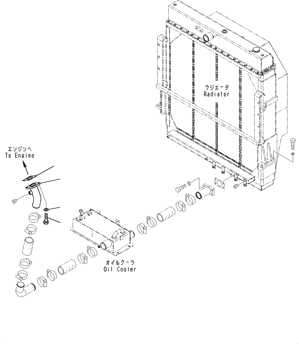 Komatsu parts book diagram for WD600-6R S/N 61001-UP: ENGINE RELATED PARTS, RADIATOR PIPING(#60043-)