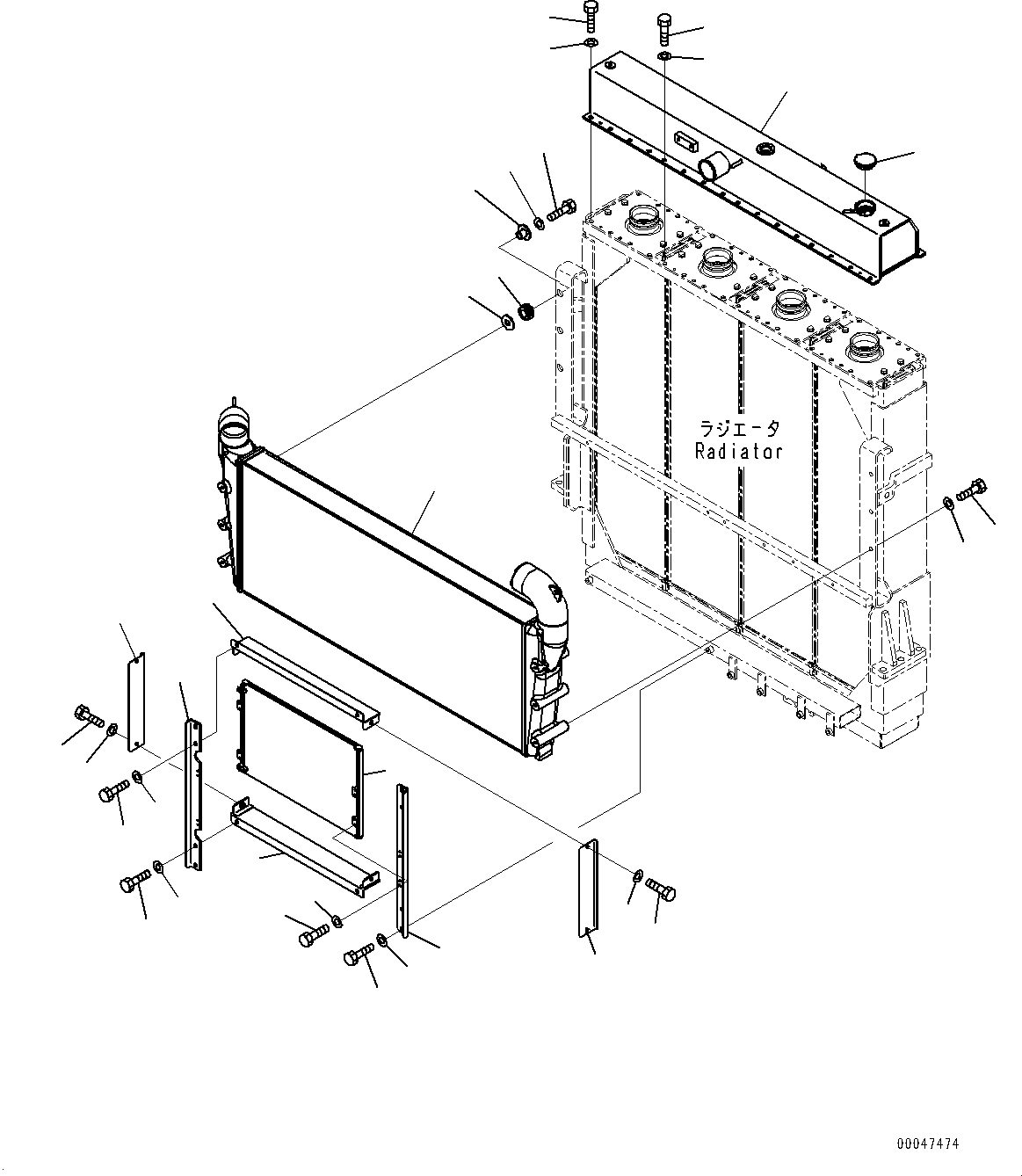 Komatsu parts book diagram for WD600-6R S/N 61001-UP: RADIATOR, INNER PARTS (2/2)(#60001-)
