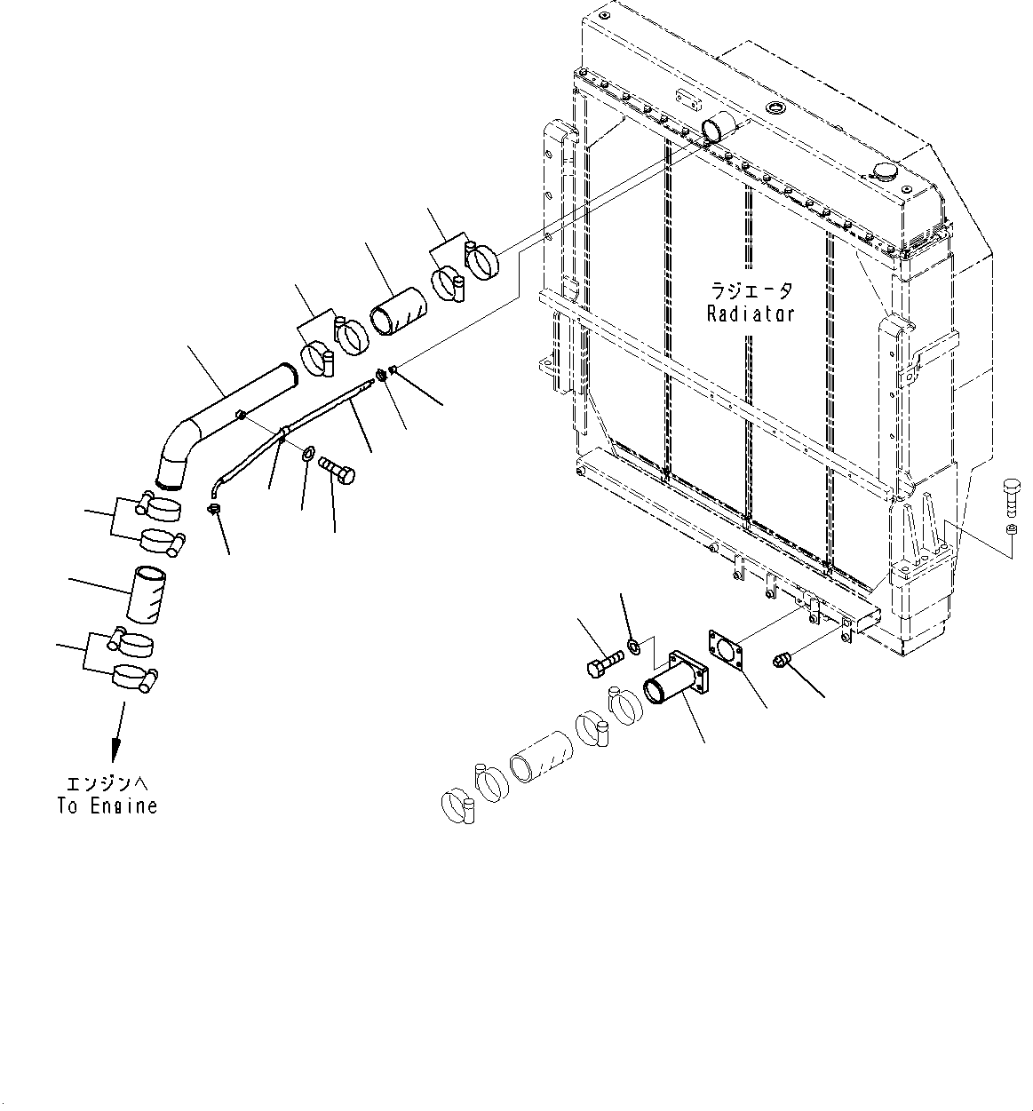 Komatsu parts book diagram for WD600-6R S/N 61001-UP: RADIATOR, ENGINE PIPING(#60001-)