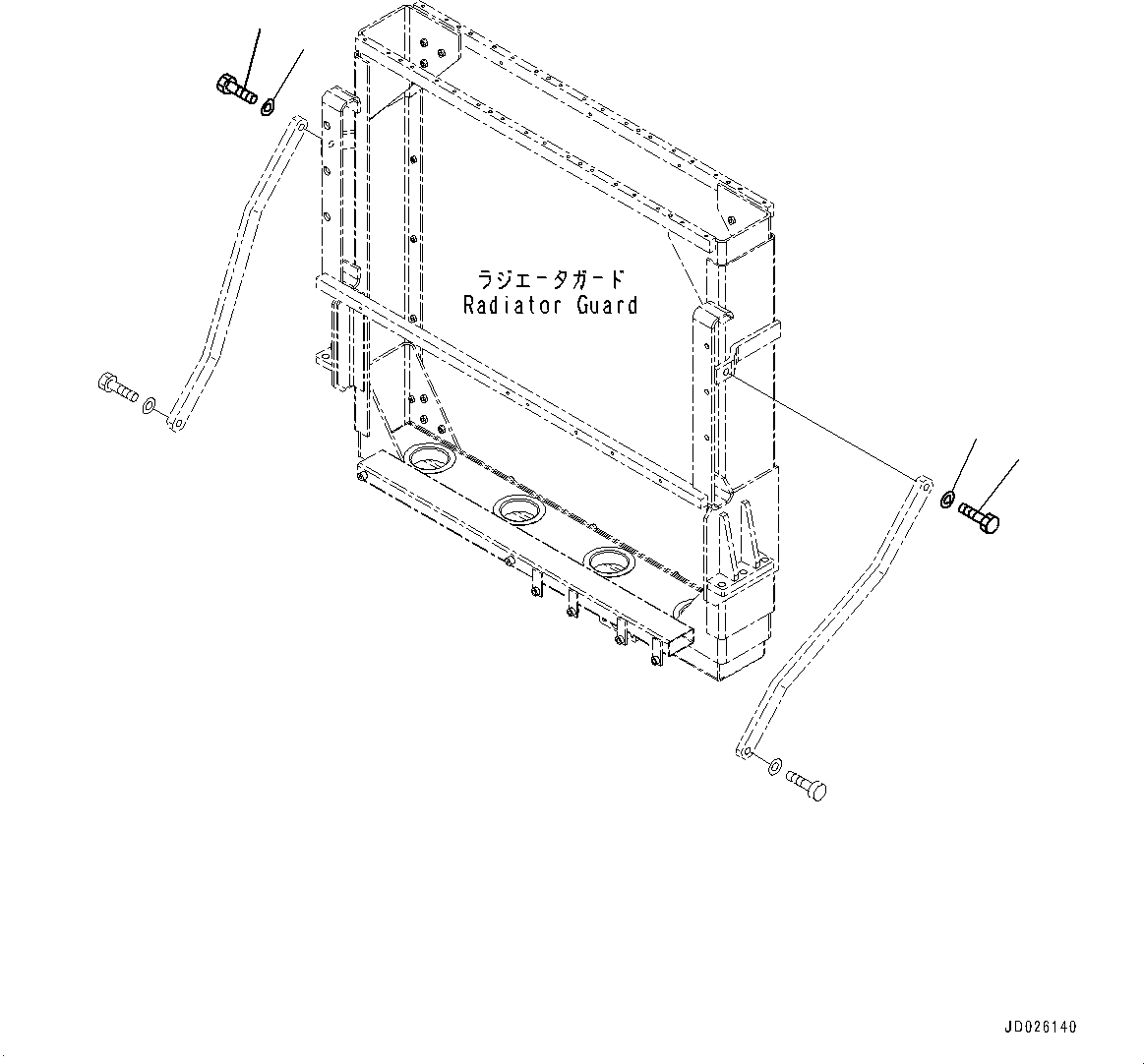 Komatsu parts book diagram for WD600-6R S/N 61001-UP: RADIATOR, TIE BAR(#60001-)