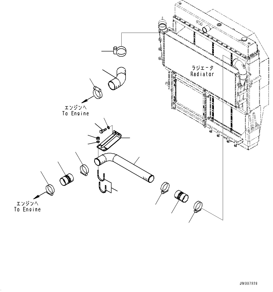 Komatsu parts book diagram for WD600-6R S/N 61001-UP: RADIATOR, AFTERCOOLER PIPING(#60001-)