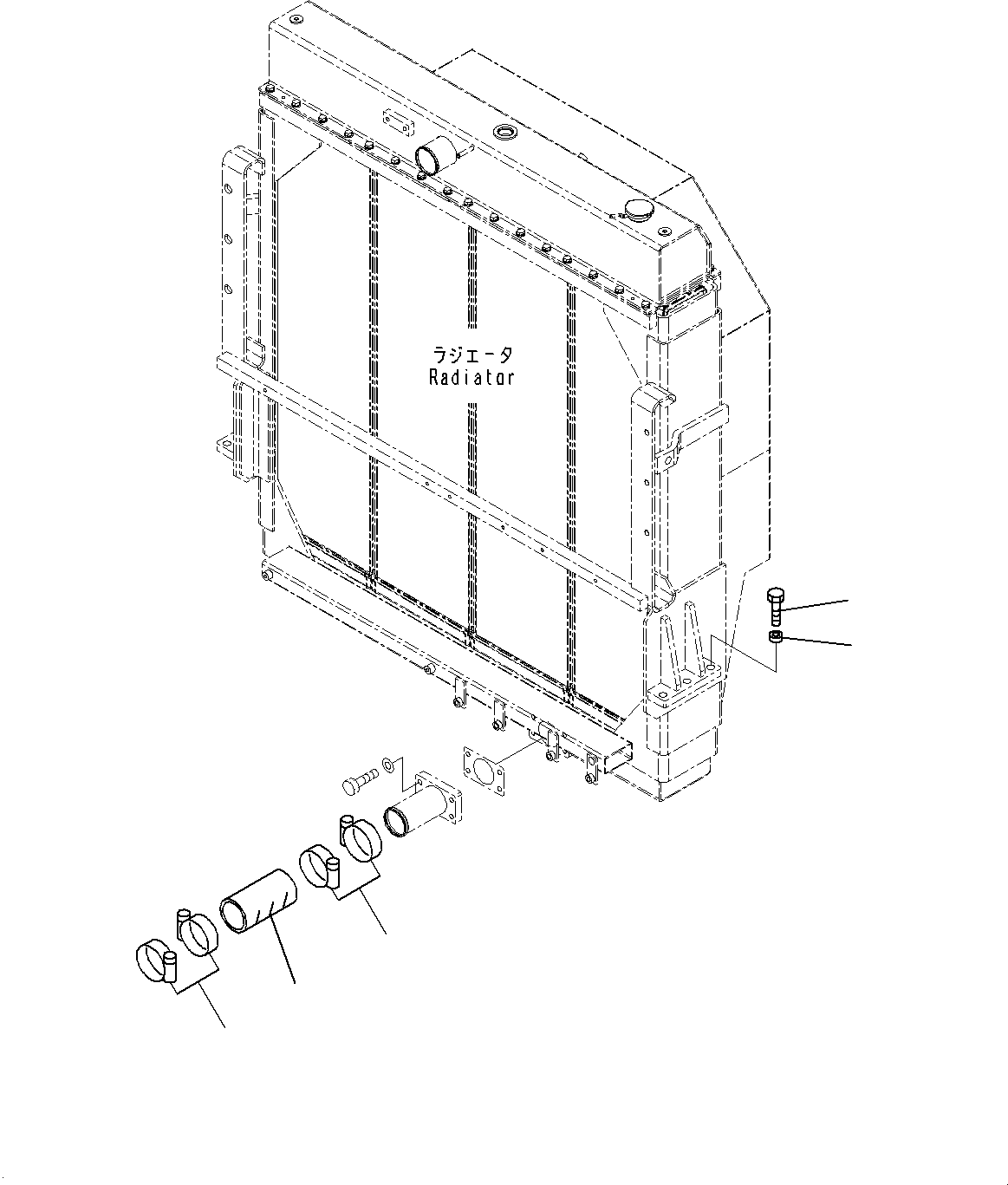 Komatsu parts book diagram for WD600-6R S/N 61001-UP: RADIATOR, MOUNTING AND PIPING(#60001-)