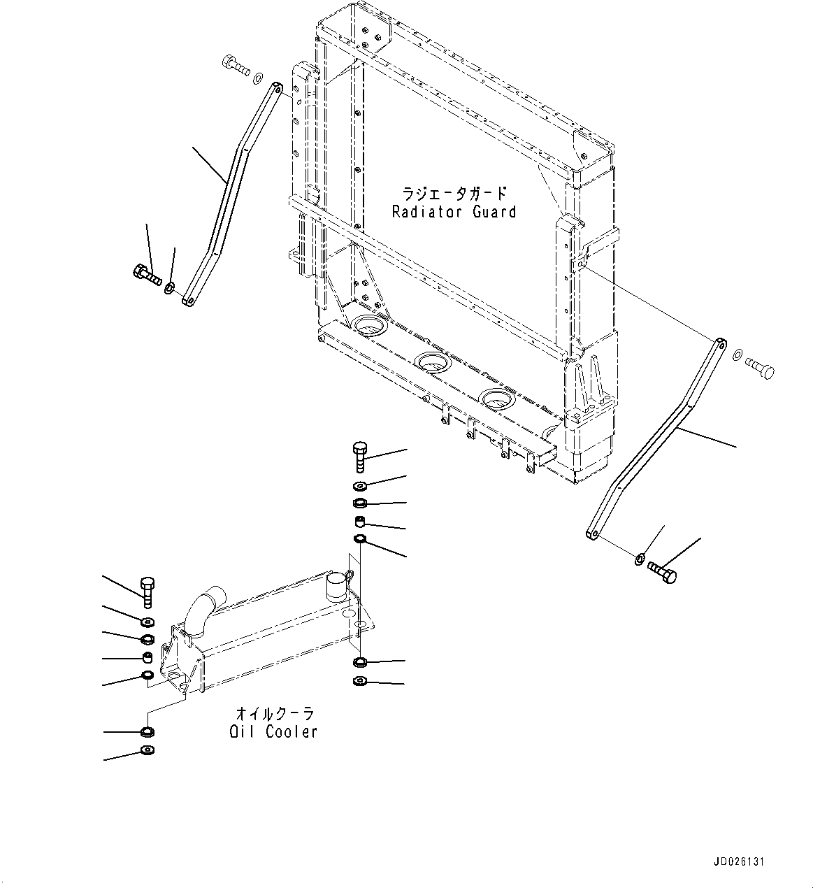 Komatsu parts book diagram for WD600-6R S/N 61001-UP: RADIATOR, TORQUE CONVERTER COOLER(#60001-)