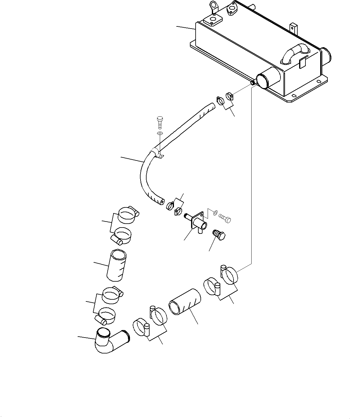 Komatsu parts book diagram for WD600-6R S/N 61001-UP: HYDRAULIC OIL COOLER PIPING, RADIATOR PIPING(#60001-)